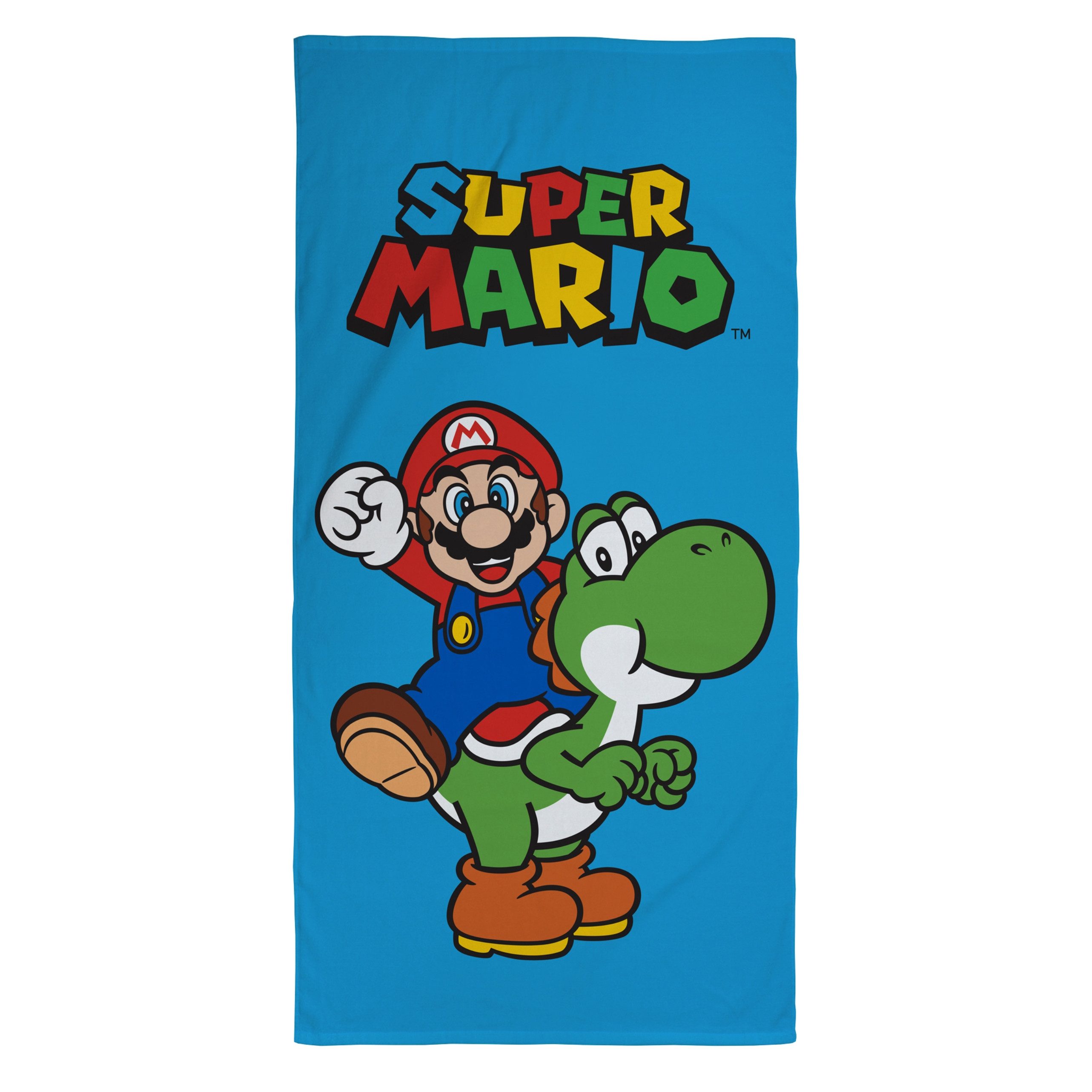 MTOnlinehandel Badetuch Super Mario 70x120 cm für Kinder, Baumwolle (1-St), Duschtuch weich und saugstark mit Mario & Yoshi