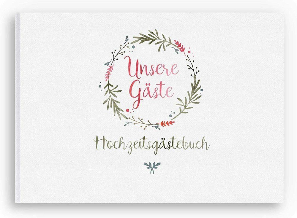 bigdaygraphix Notizbuch Gästebuch Hochzeit A4 quer Boho Flowers, Kreative Gestaltungsmöglichkeiten für unvergessliche Erinnerungen.