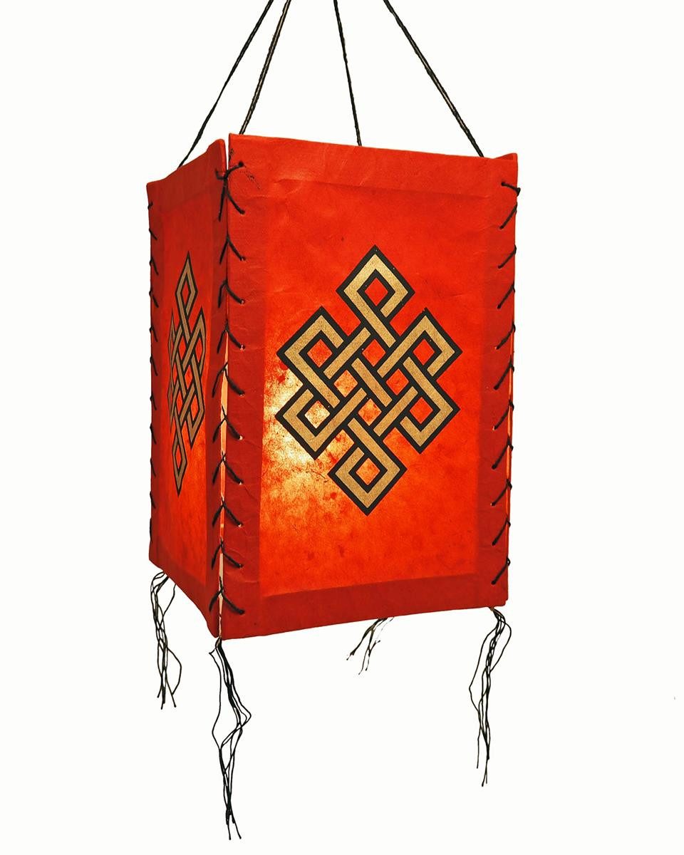 Hathi Lampenschirm Unendlicher Knoten, rot, LOKTA Papier, Hängelampe Nepal