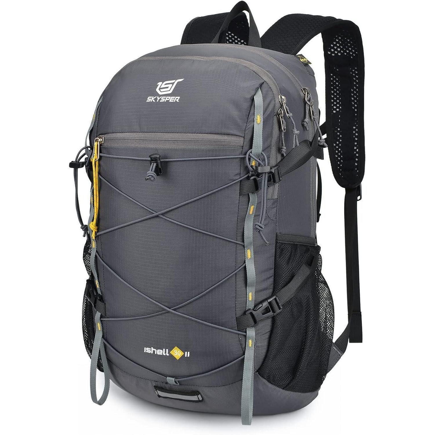 Wanderrucksack Rucksack 30L faltbar ultraleicht wasserfest Ishell30-dunkelgrau