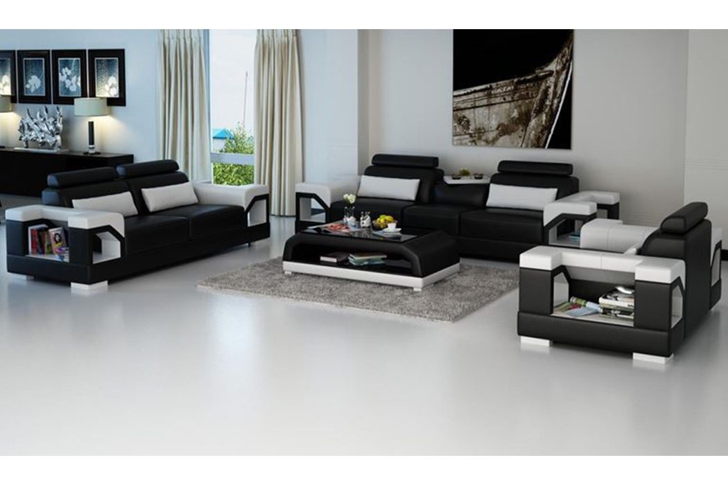 JVmoebel Sofa Moderne schwarz-weiße Sofagarnitur 3+1+1 luxus Möbel neu, Made in Europe