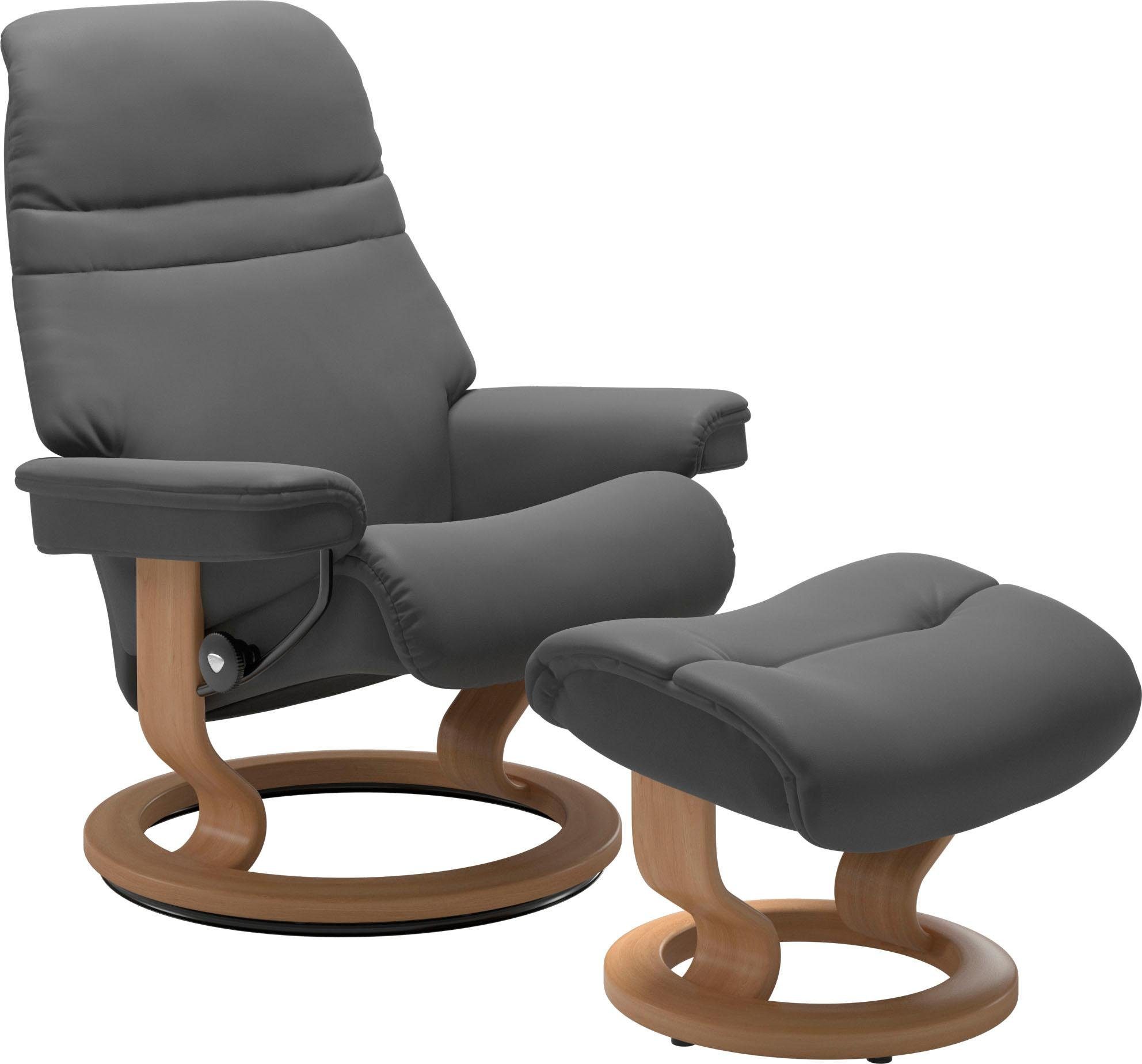 mit Eiche Stressless® (Set, Sunrise Base, Gestell Relaxsessel Größe S, mit Relaxsessel Classic Hocker),