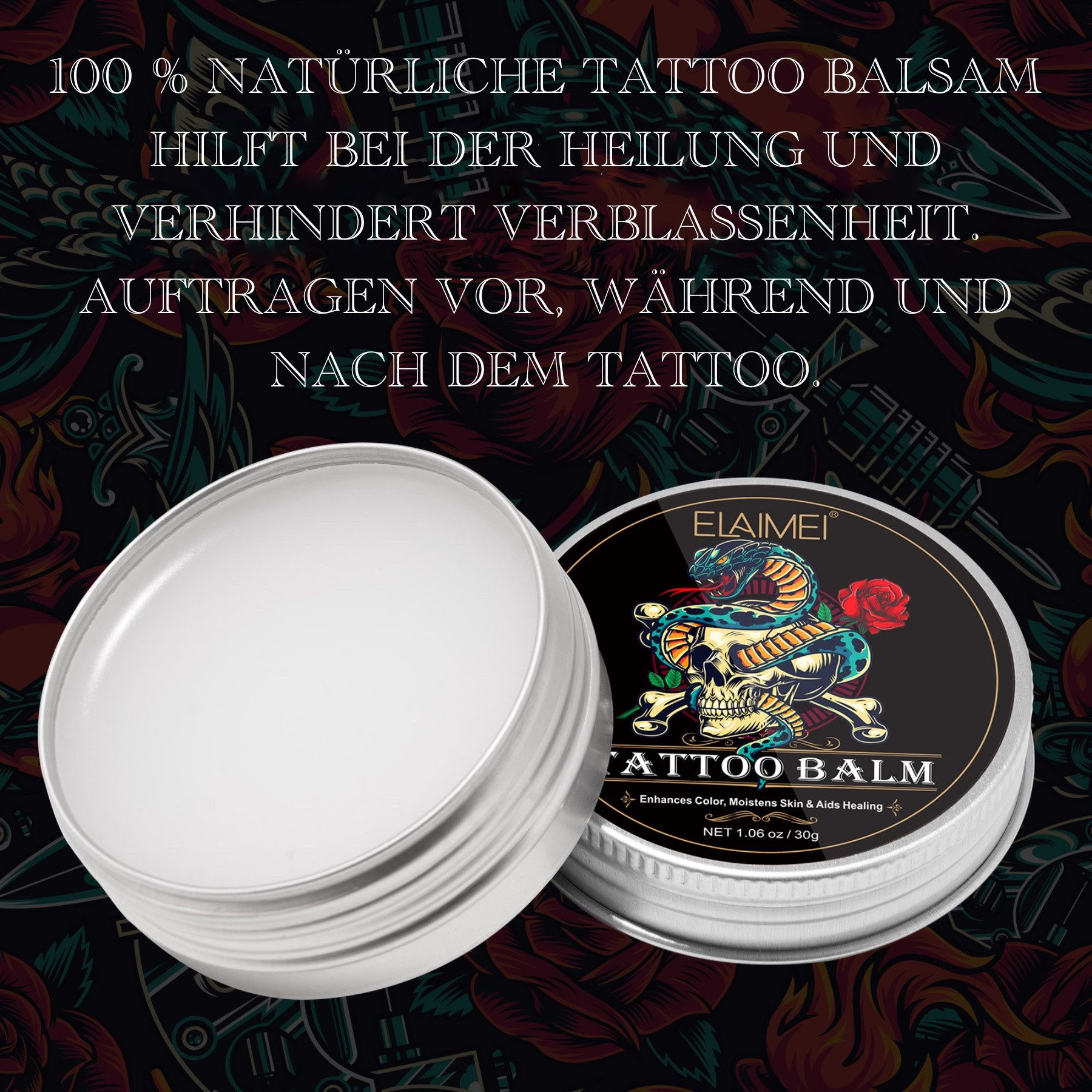 P-Beauty Cosmetic Accessories Hautcreme Tattoopflege Balsam Tattoocreme Aftercare Tattoo Tägliche Pflege Creme, 1-tlg.