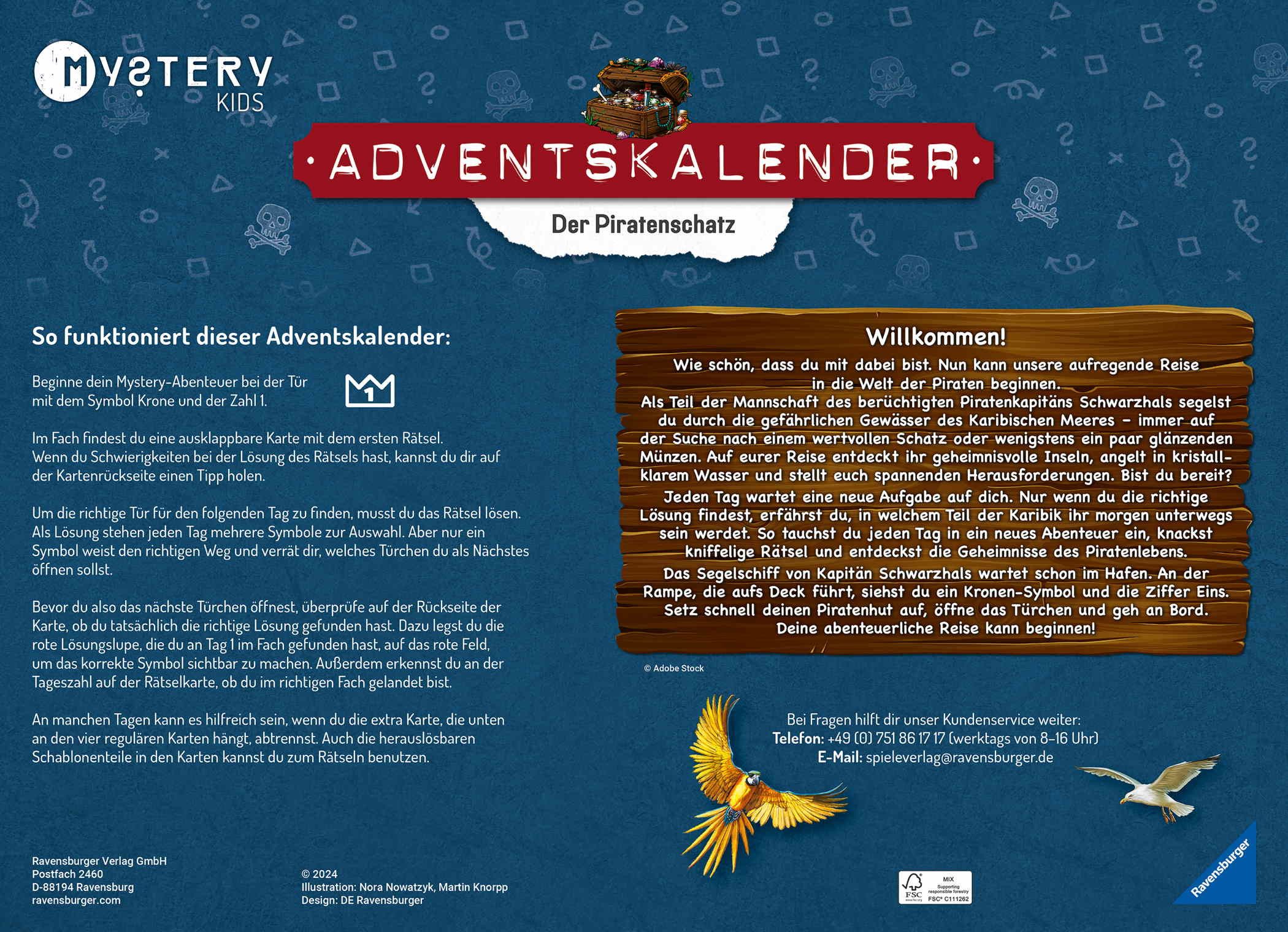 Ravensburger Spiel Mystery kids Adventskalender Der Piratenschatz ab 6 Jahren 20186