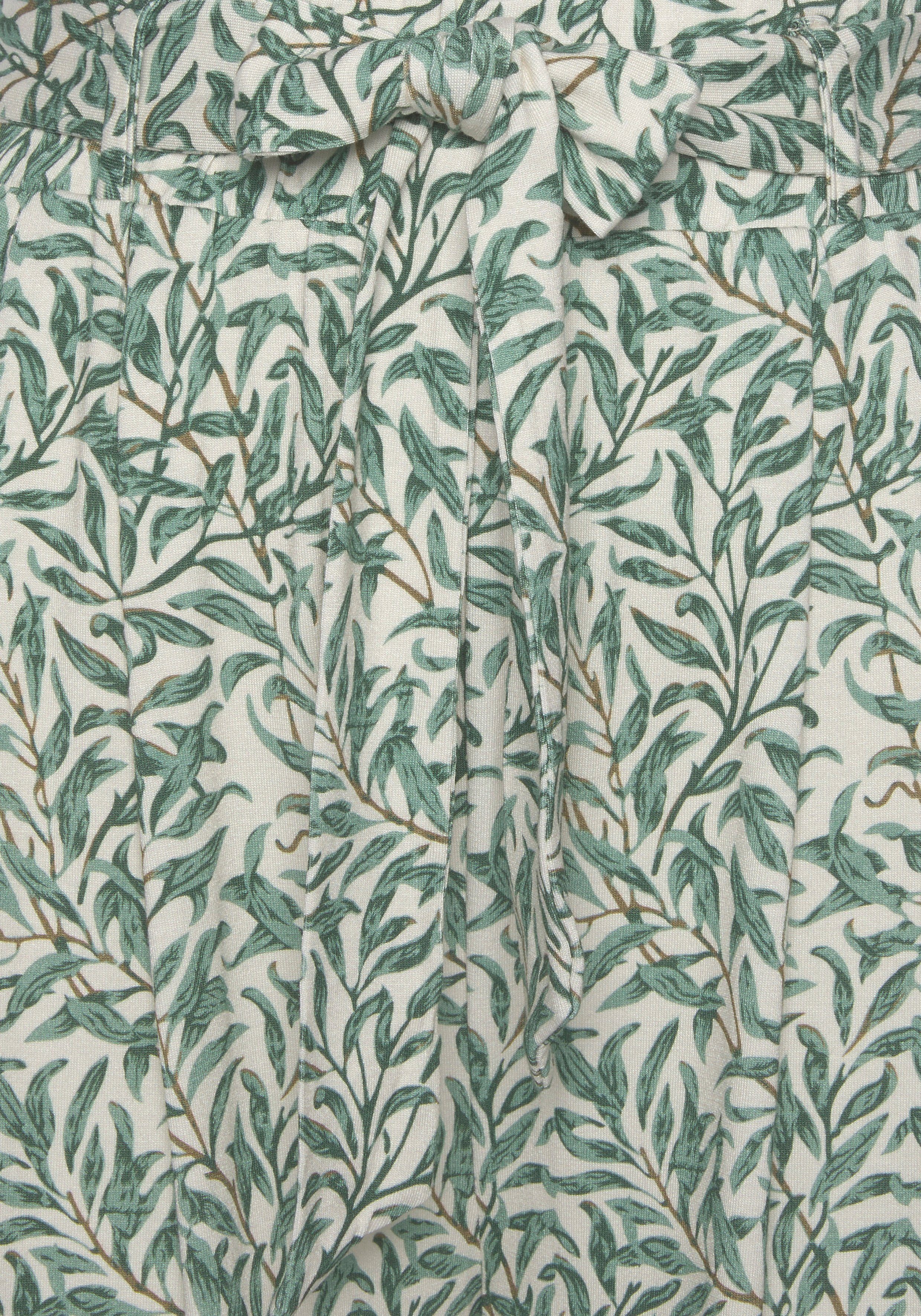 Beachtime Culotte (mit luftig-leichte bedruckt Sommerhose Bindeband, und Bindegürtel) grün Blätterdruck mit