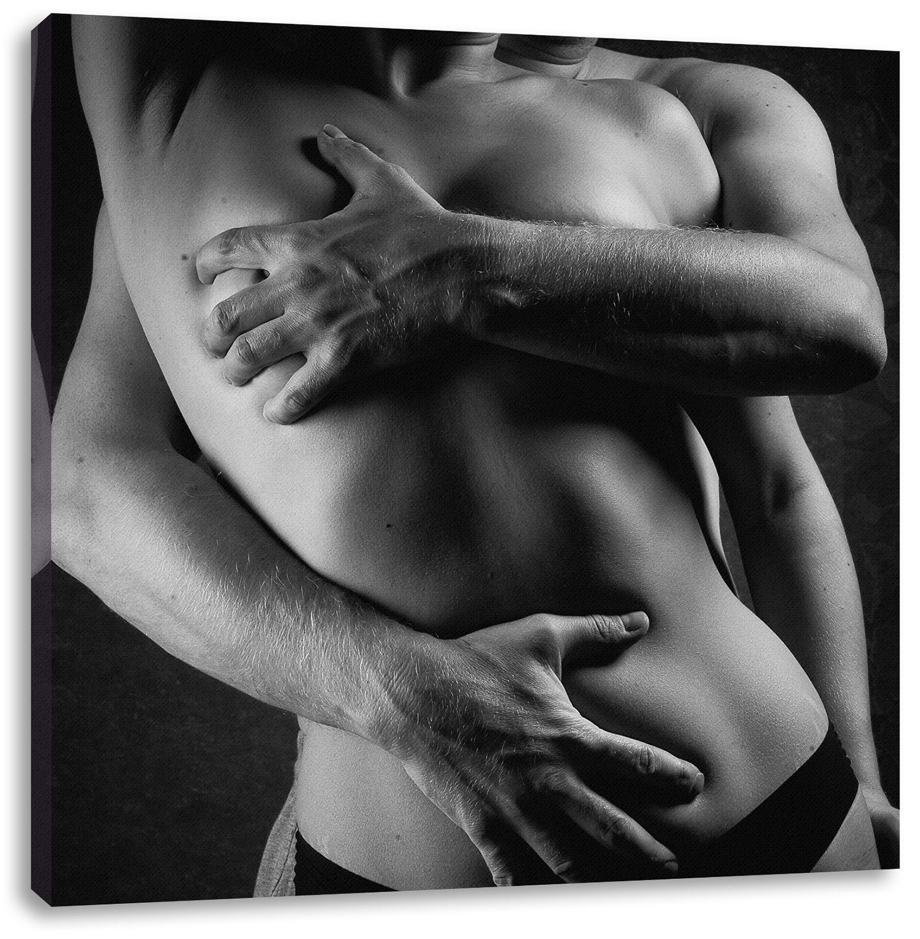 Pixxprint Leinwandbild Sinnliche Umarmung von hinten nackt, Sinnliche Umarmung von hinten nackt (1 St), Leinwandbild fertig bespannt, inkl. Zackenaufhänger