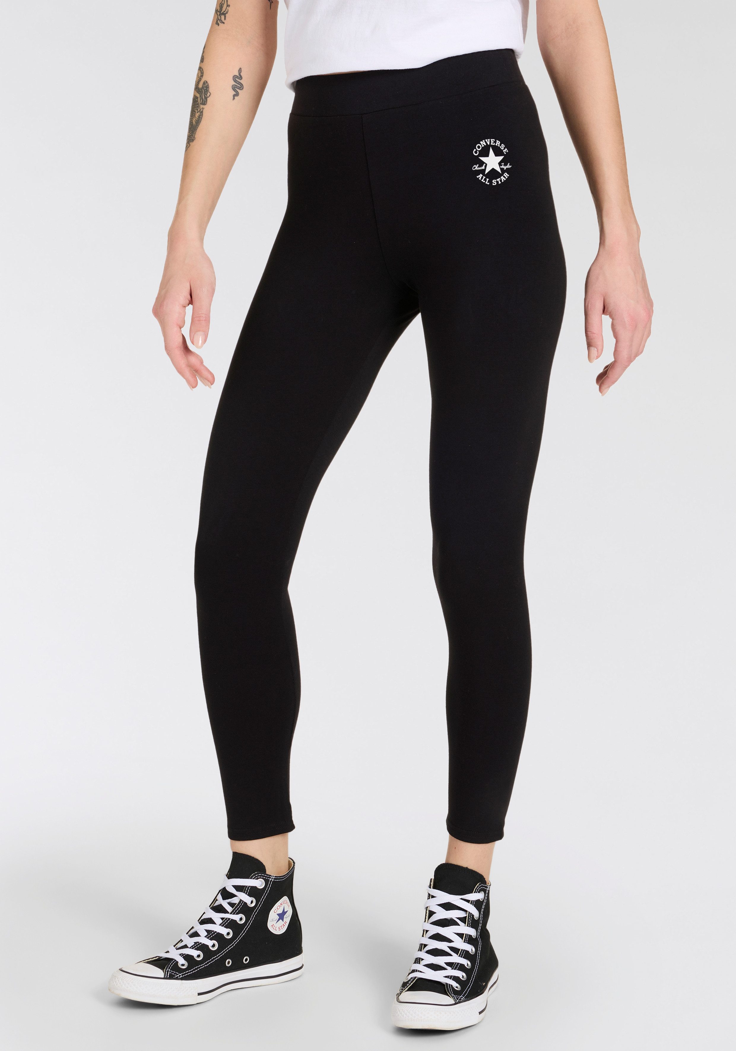Converse Trainingstights CHUCK PATCH HIGH RISE - für Mädchen schnell trocknendes Material, atmungsaktiv, mit Elasthananteil