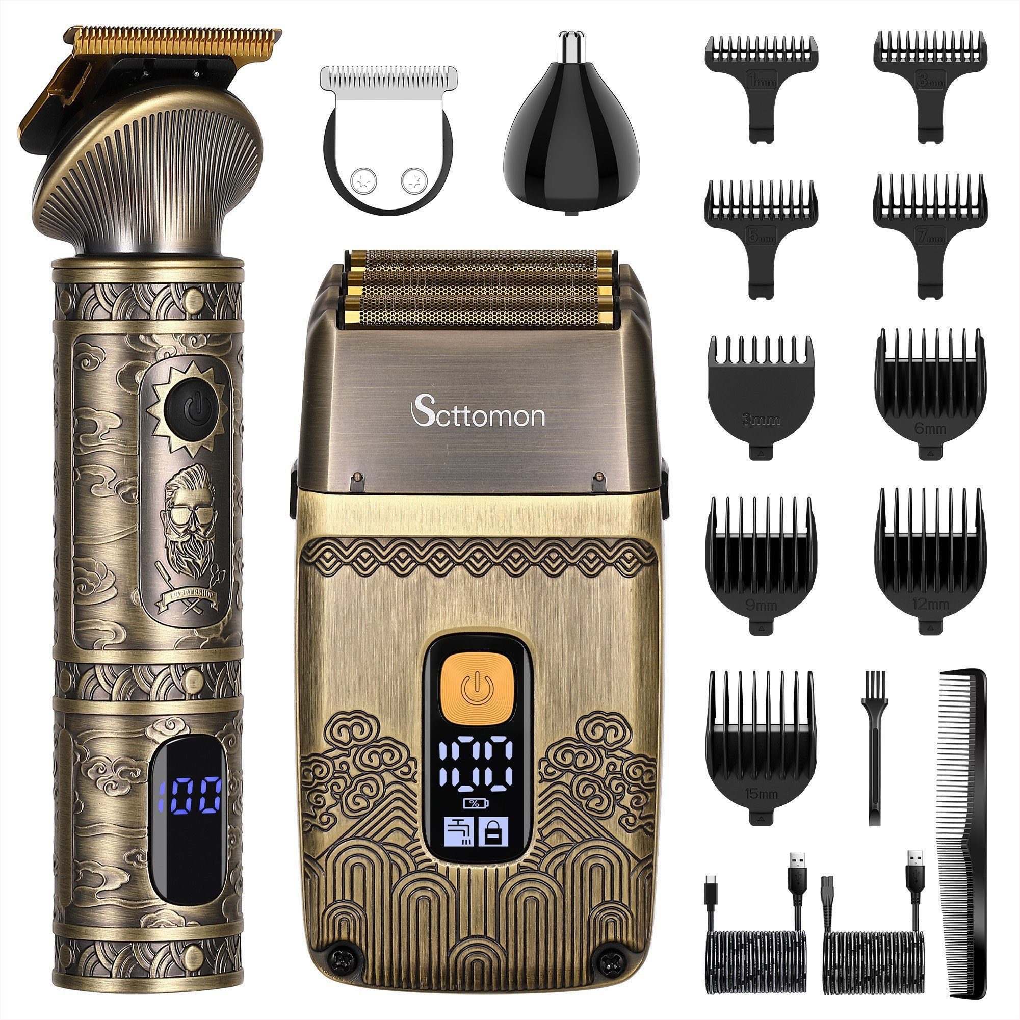 Scttomon Haarschneider RSCW-767, 3-in-1-Trimmer, Elektrischer Rasierer für Herren