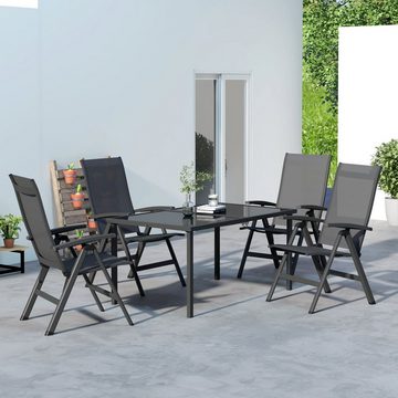 Outsunny Sitzgruppe Gartenmöbel-Set, Sitzgarnitur inkl. 1 Esstisch, 4 klappbare Stühlen, (Balkonmöbel-Set, 5-tlg., Gartengarnitur), für Balkon, Terrasse, Mesh, Schwarz