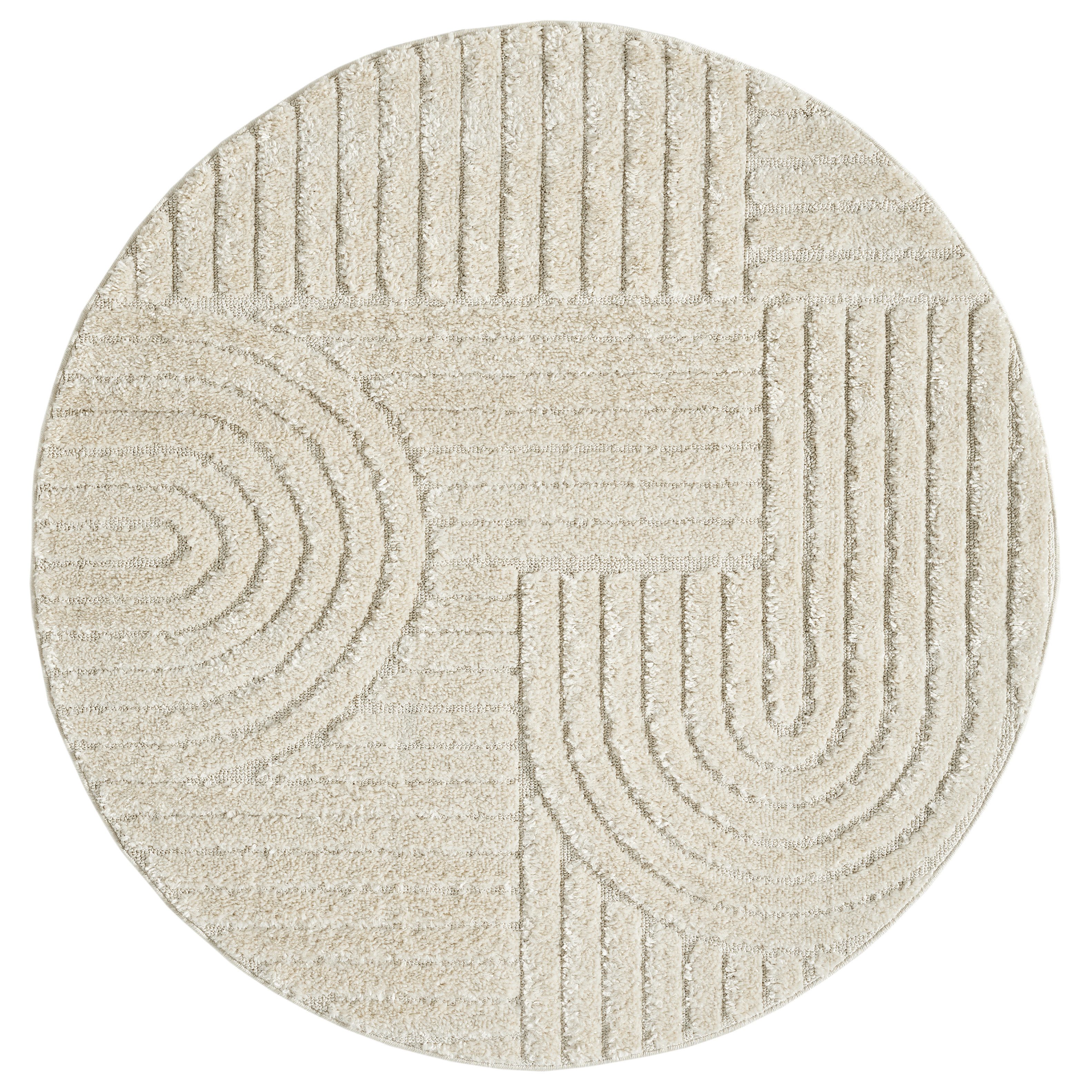 OTTO home Teppich Jonne, Boho-Design, Scandi, Designteppich, rund, Höhe: 20 mm, Hoch-Tief, 3D Optik, skandinavischer Stil, Wohnzimmer, Schlafzimmer