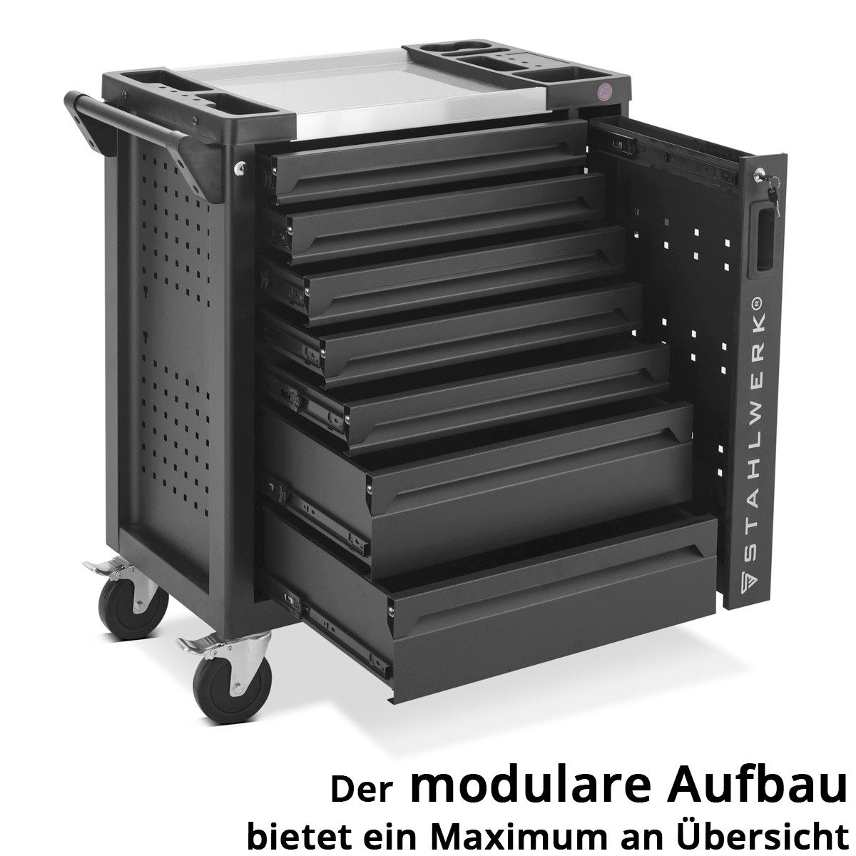 STAHLWERK Werkstattwagen Werkstattwagen PHOENIX Werkzeugwagen Montagewagen 262 Werkzeuge CrV, (1-tlg)