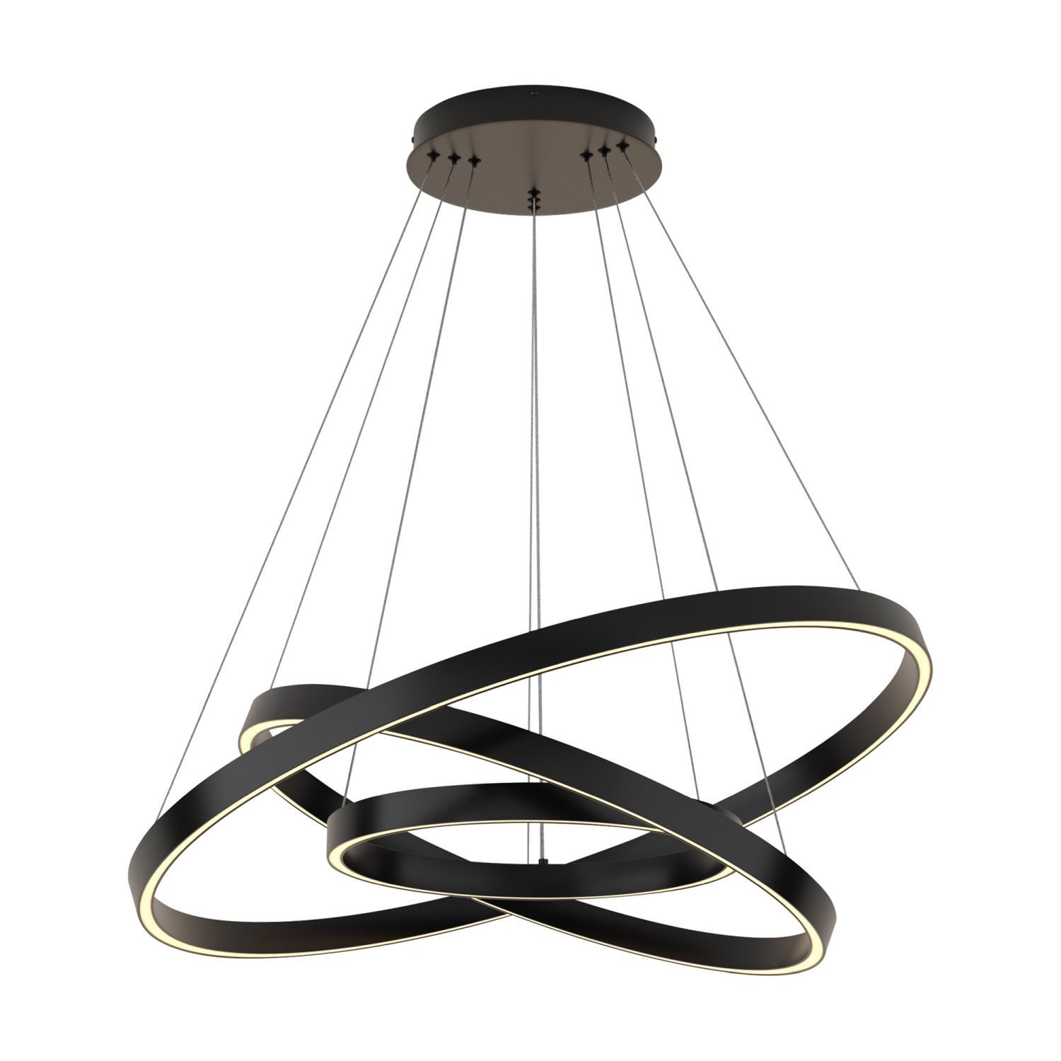 Licht-Erlebnisse Люстри TESSA, LED, Warmweiß, LED Aluminium D: 80 cm H: max. 120 cm Schwarz rund 6100 lm Modern