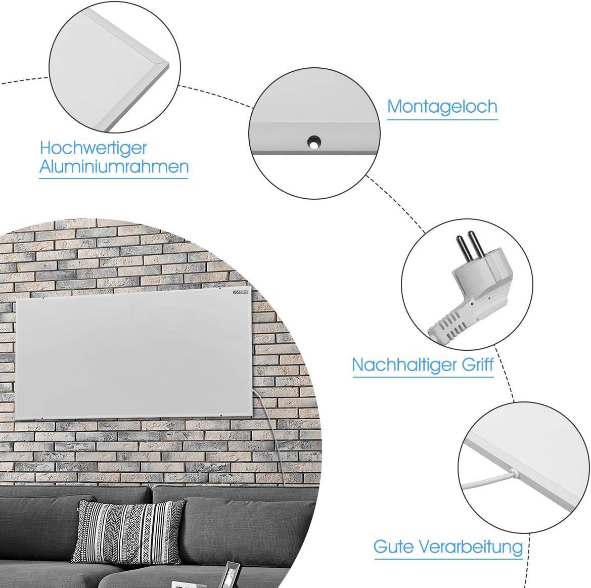 KOMFOTTEU Infrarotheizung, mit automatischem Überhitzungsschutz, 122x77x1,5cm