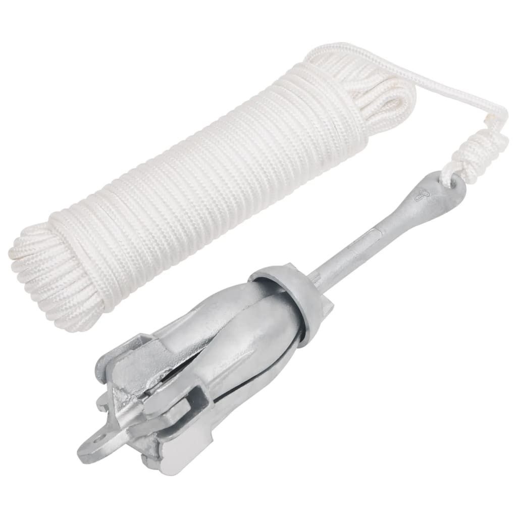 vidaXL Befestigungsanker, Klappanker mit Seil Silber 6 kg feuerverzinktes Gusseisen