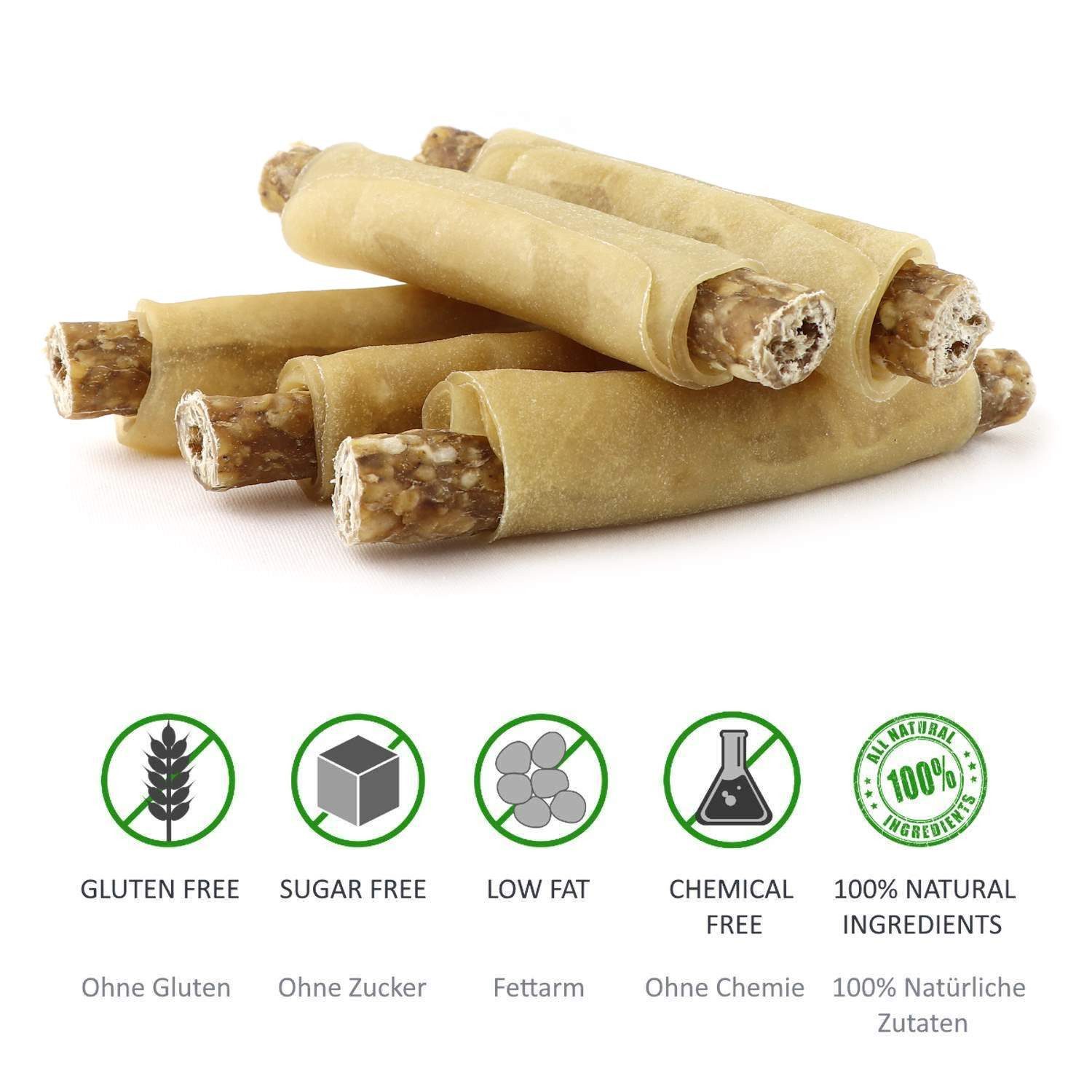 DOGBOSS DOGBOSS 100% Natur gefüllte Kaurollen, hergestellt in EU 5er Set Pansen 17 cm, Snack für: Hunde