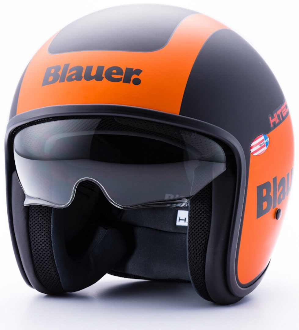 Blauer Motorradhelm Pilot 1.1 G Graphic Jethelm, integriertes Sonnenvisier