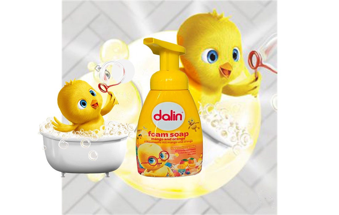 Dalin Handseife Schaumseife Mango & Orang Milde Handseife für Kinder 200 ml, 1-tlg., Hypoallergen & dermatologisch getestet