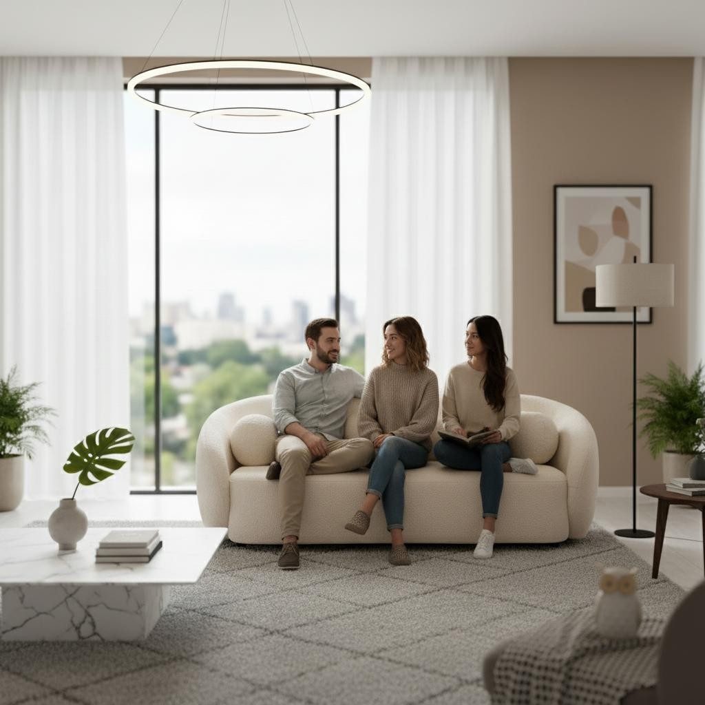 JVmoebel 3-Sitzer Modernes beiges 3-Sitzer-Sofa Minimalistisches Stoffsofa Wohnzimmer, 1 Teile, Made in Europa