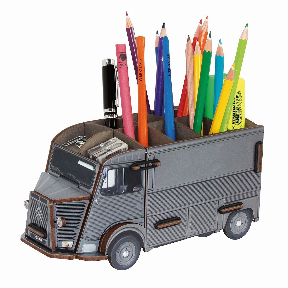 WERKHAUS® Aufbewahrungsbox Werkhaus - Stiftebox "Citroen HY Grau" Stiftehalter Stifteköcher LKW