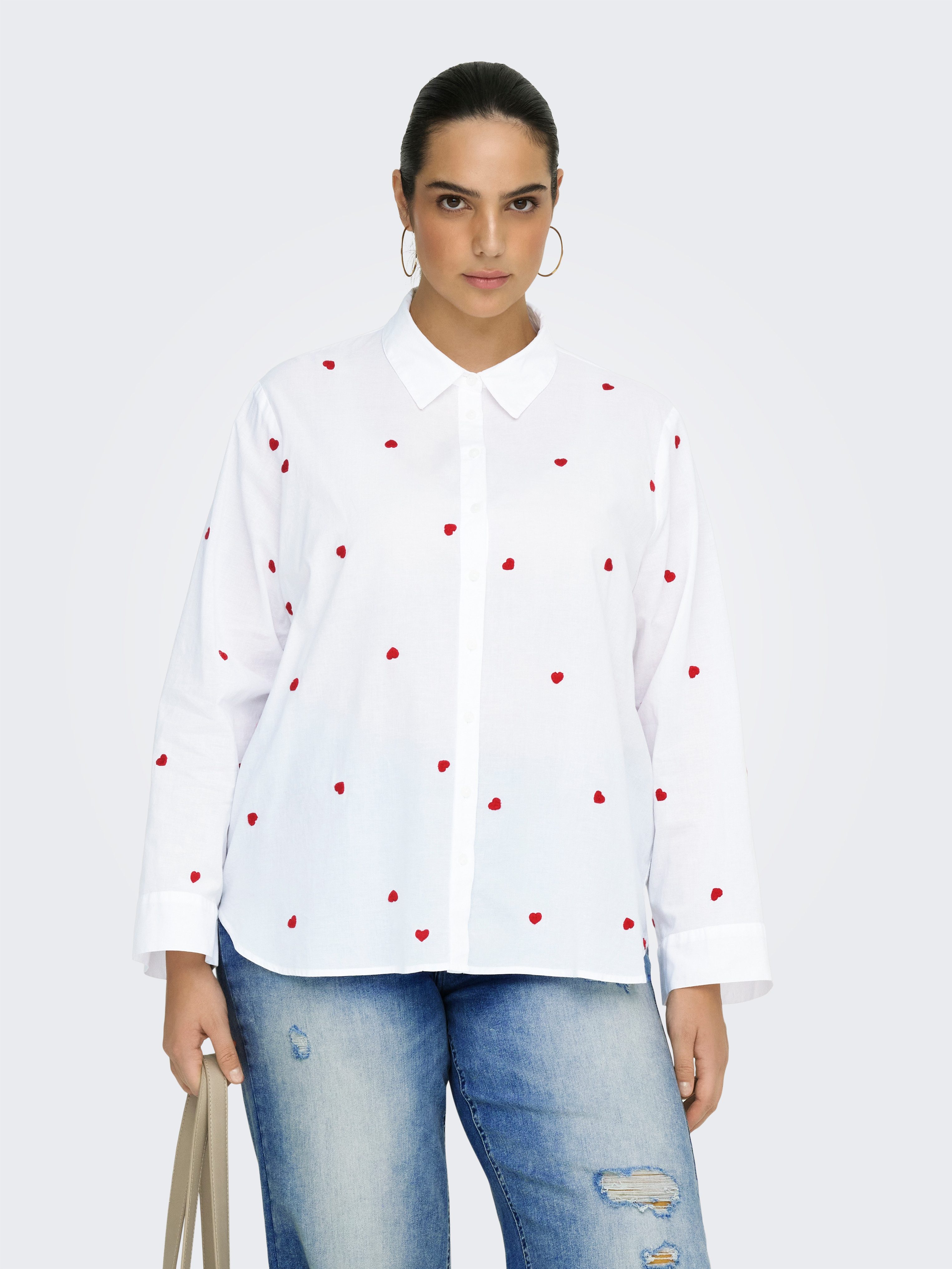 ONLY CARMAKOMA Langarmbluse CARNEW LINA GRACE LS EMB SHIRT WVN NOOS Baumwolle