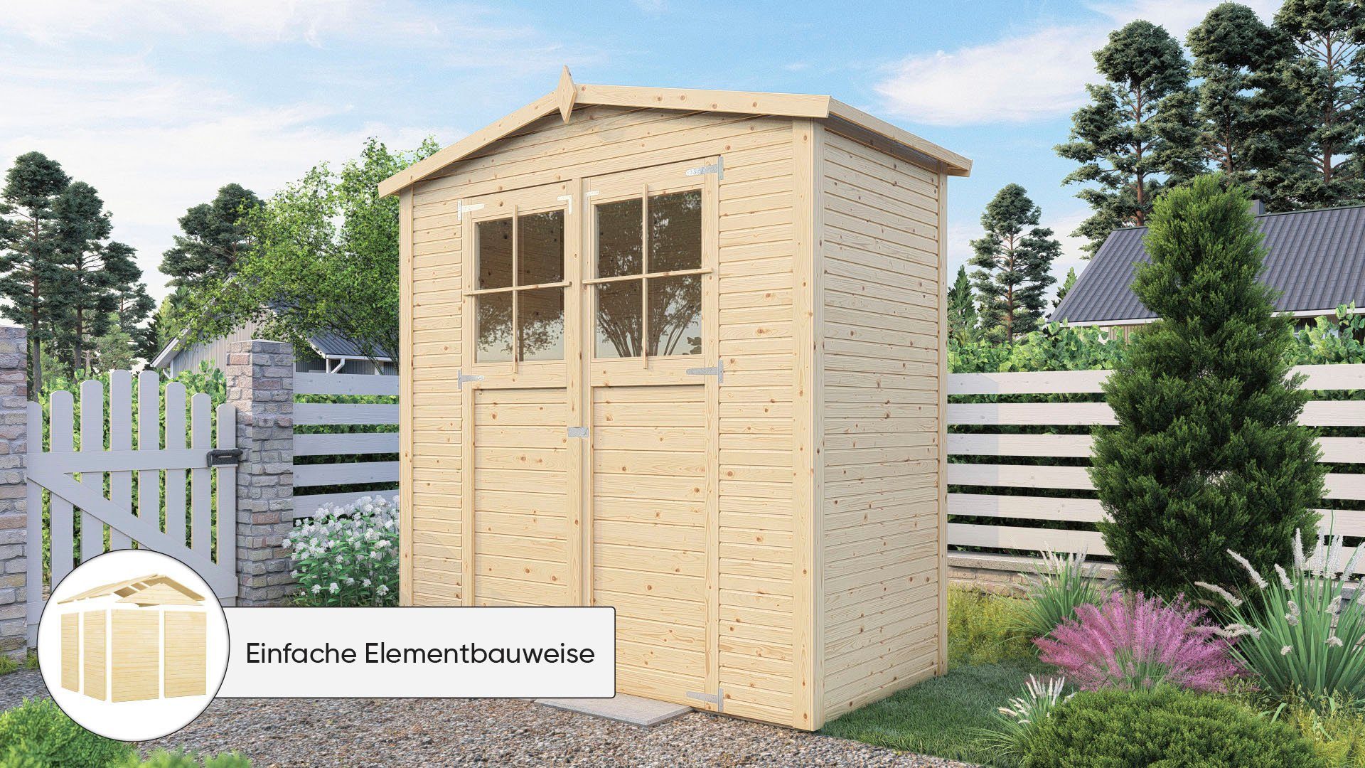 KONIFERA Gartenhaus Alto 1 Fineline Satteldach, BxT: 226x115 cm