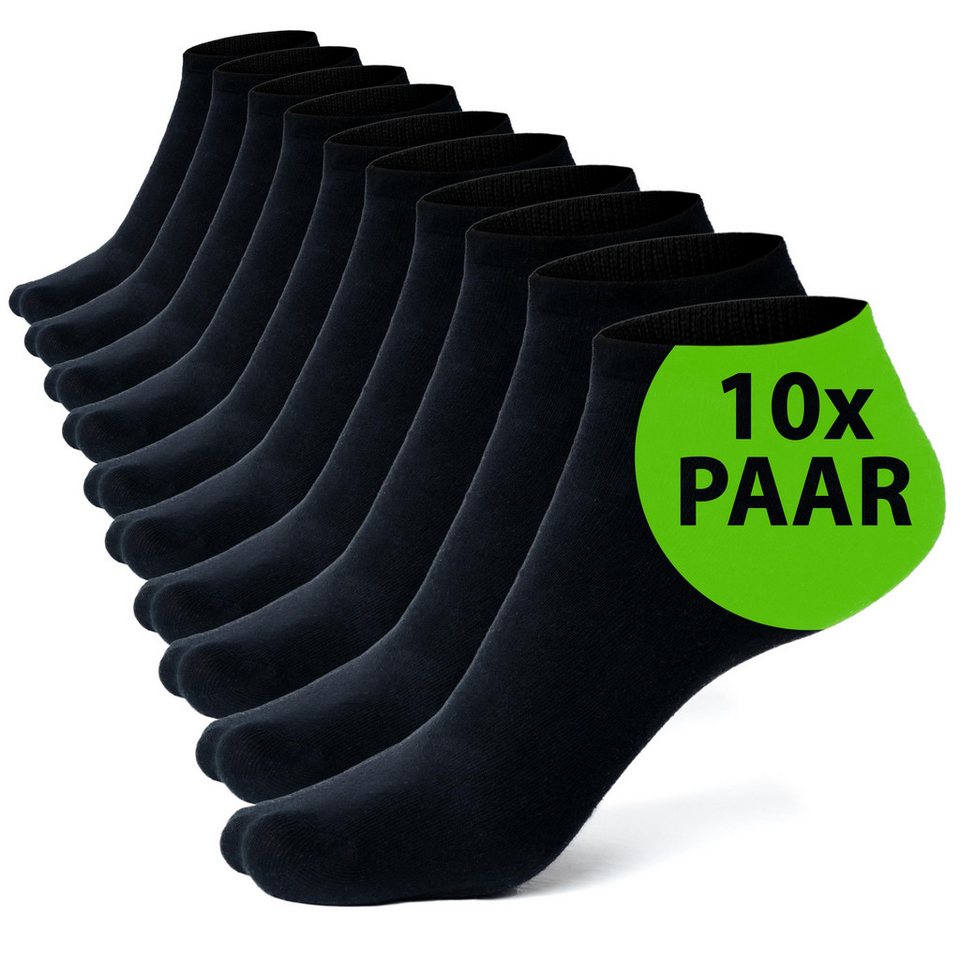 Kemes Sneakersocken kurze Socken Damen und Herren Halbsocken Sneakersocken Schwarz Weiß (10-Paar) Mit Größenbeschriftung unter der Socke