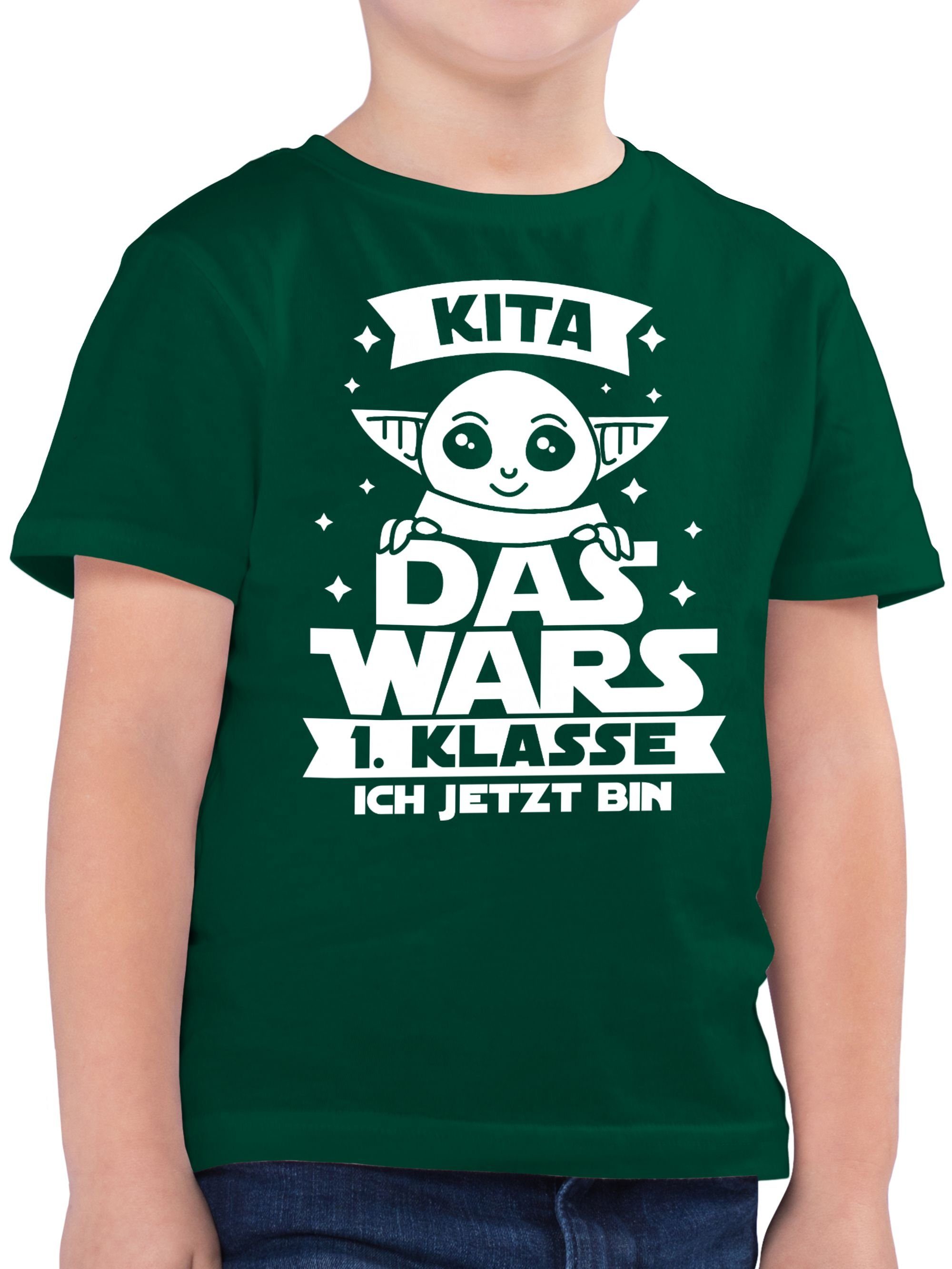 Shirtracer T-Shirt Kita Das Wars 1. Klasse ich jetzt bin Parodie weiß Einschulung Junge Schulanfang Geschenke 02 Tannengrün