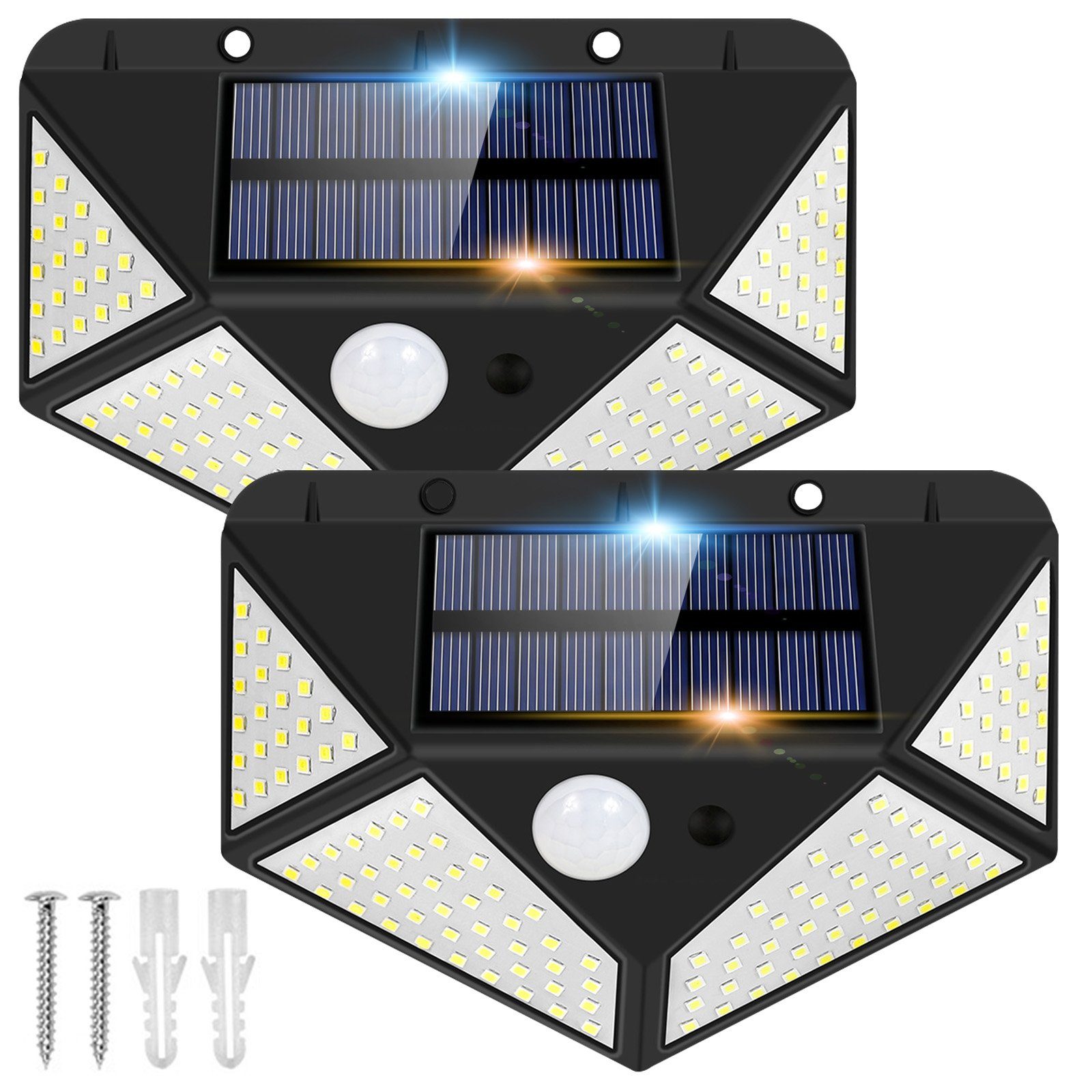 MUPOO LED Außen-Wandleuchte 128/170LED Solarleuchte 300°Weitwinkel Solar Wa günstig online kaufen