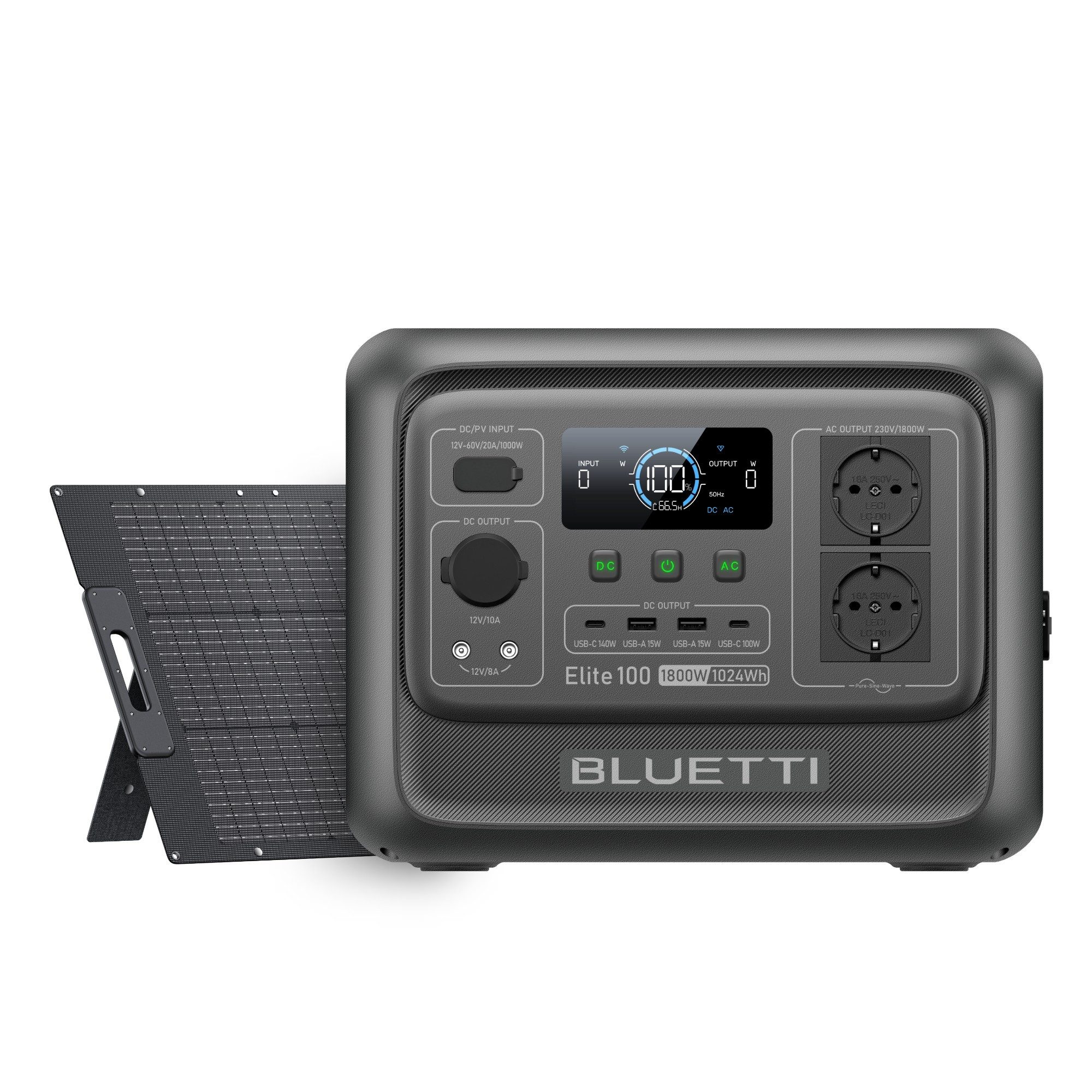 BLUETTI Stromerzeuger Elite 100 V2 1800W/ 1024Wh Tragbare PowerStation (2025 Neu), 1,8 in kW, (LFP Batterie Backup mit 2 1800W AC Ausgängen (3600W Surge), 35% Kompakter, Solar Generator für Camping, Stromausfälle und Off-grid