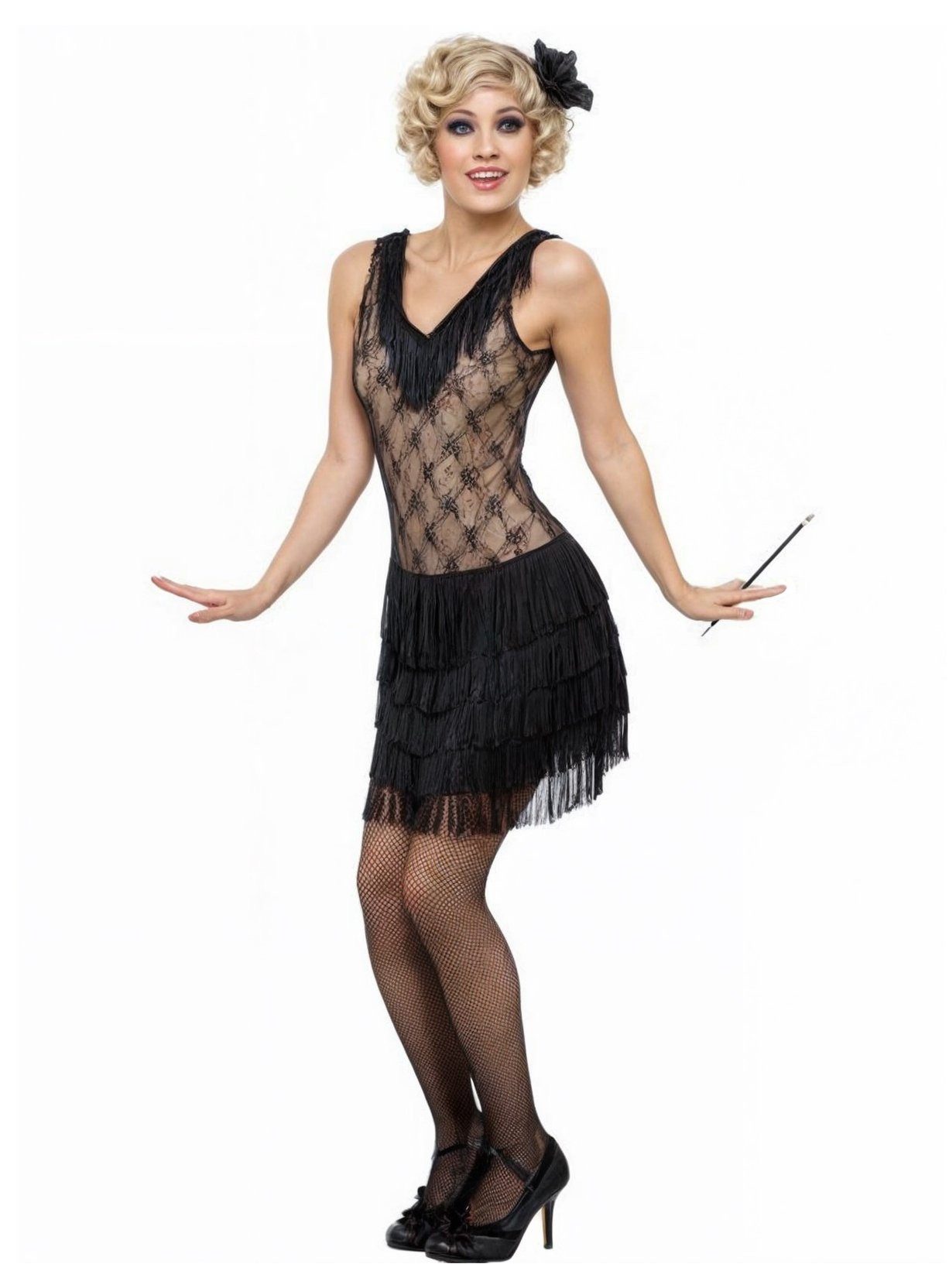 Smiffys Kostüm 20er Jahre Swing Kleid schwarz, Die Goldenen 20er: Cocktailkleid in der richtigen Mischung aus frech u
