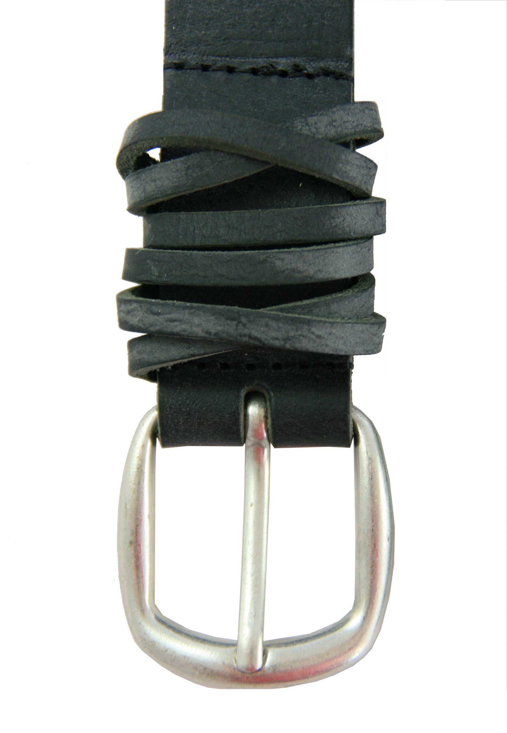 Multischlaufen-Loop stylishem Ledergürtel schwarz-silberfarben Petrol Industries mit