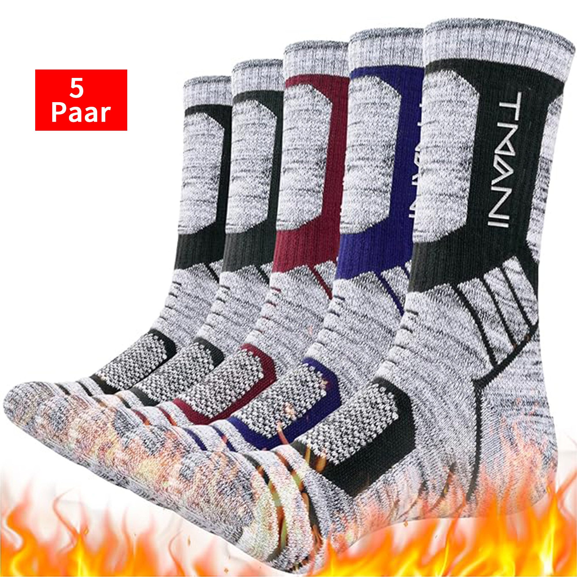 BEKOMIYA Wandersocken Wandersocken Herren Damen,Outdoor Socken Trekkingsocken (Sportsocken Laufsocken Tennissocken Arbeitssocken Atmungsaktiv, 5-Paar)