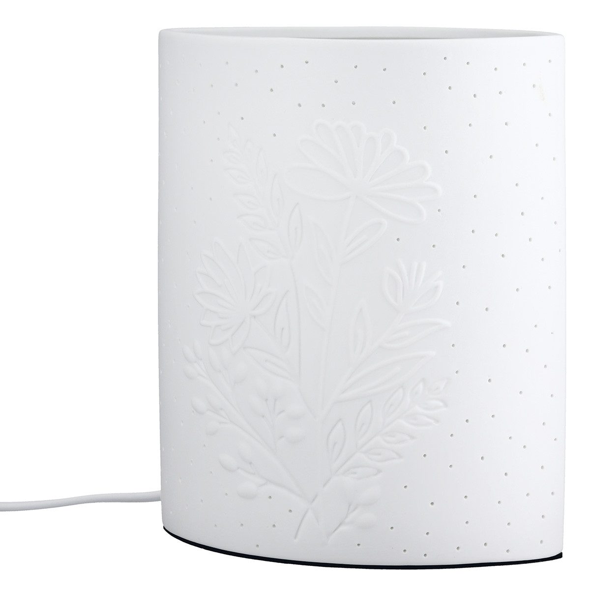 GILDE Tischleuchte Blumenstrauß 60838 Porzellan Weiß 20 cm Oval E14, ohne Leuchtmittel