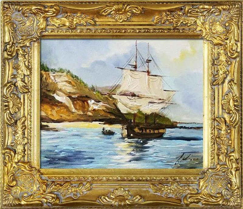 JVmoebel Ölgemälde Gemälde Ölbild Bild Ölbilder Rahmen Bilder Schiffe Seefahrt Sofort, Marynistyka, Made in Europa