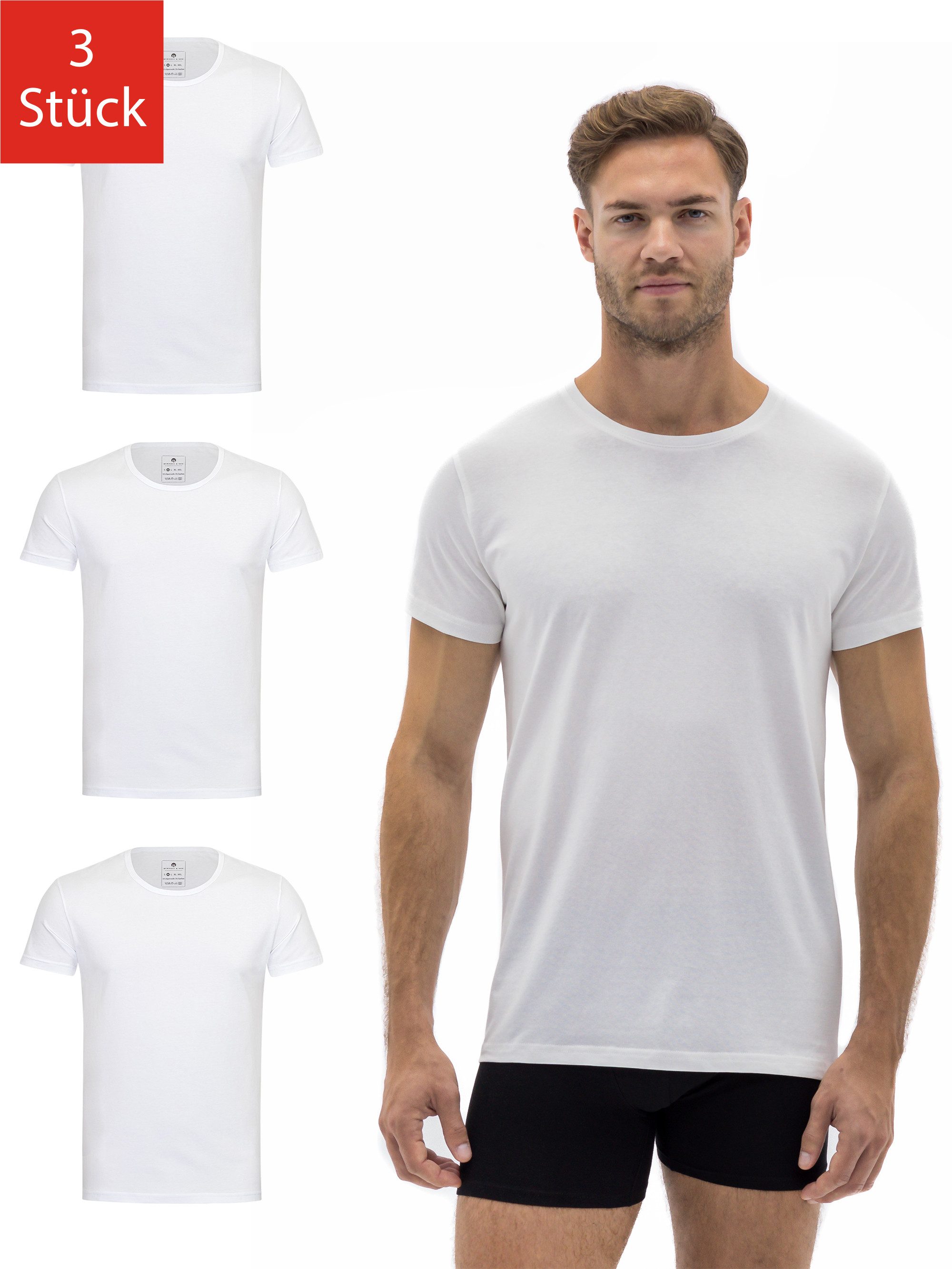 Barrio 13 T-Shirt Herren Shirt aus Stretch Baumwolle (Packung, Set, Spar-Pa günstig online kaufen