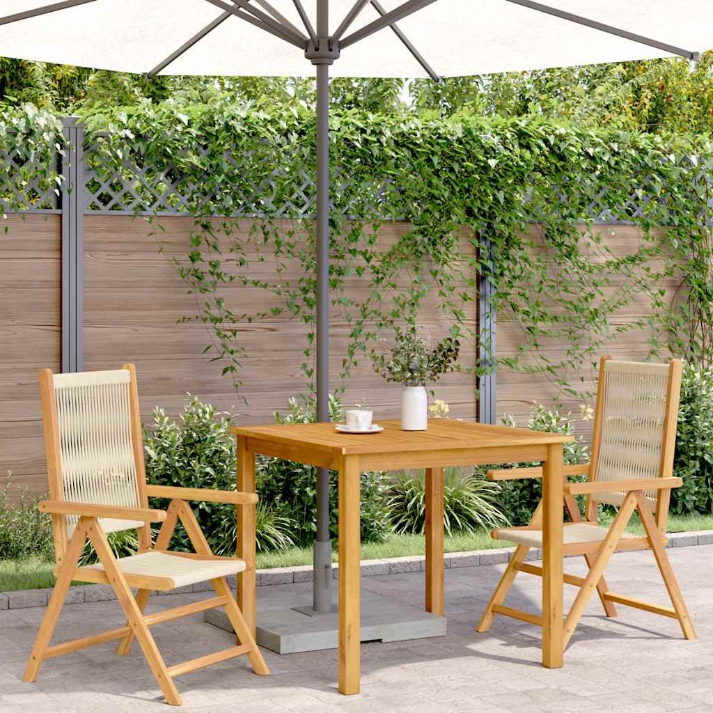 vidaXL Gartenstuhl Klappstühle, 2 Stück, beige, Massivholz und Polypropylen (2 St)