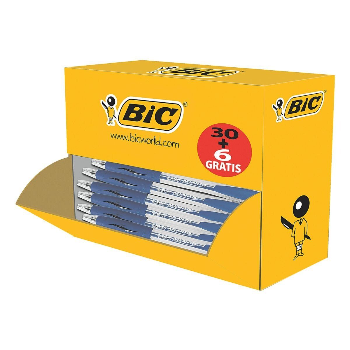 BIC Kugelschreiber Atlantis Classic, (36-tlg), mit transparentem Schaft blau