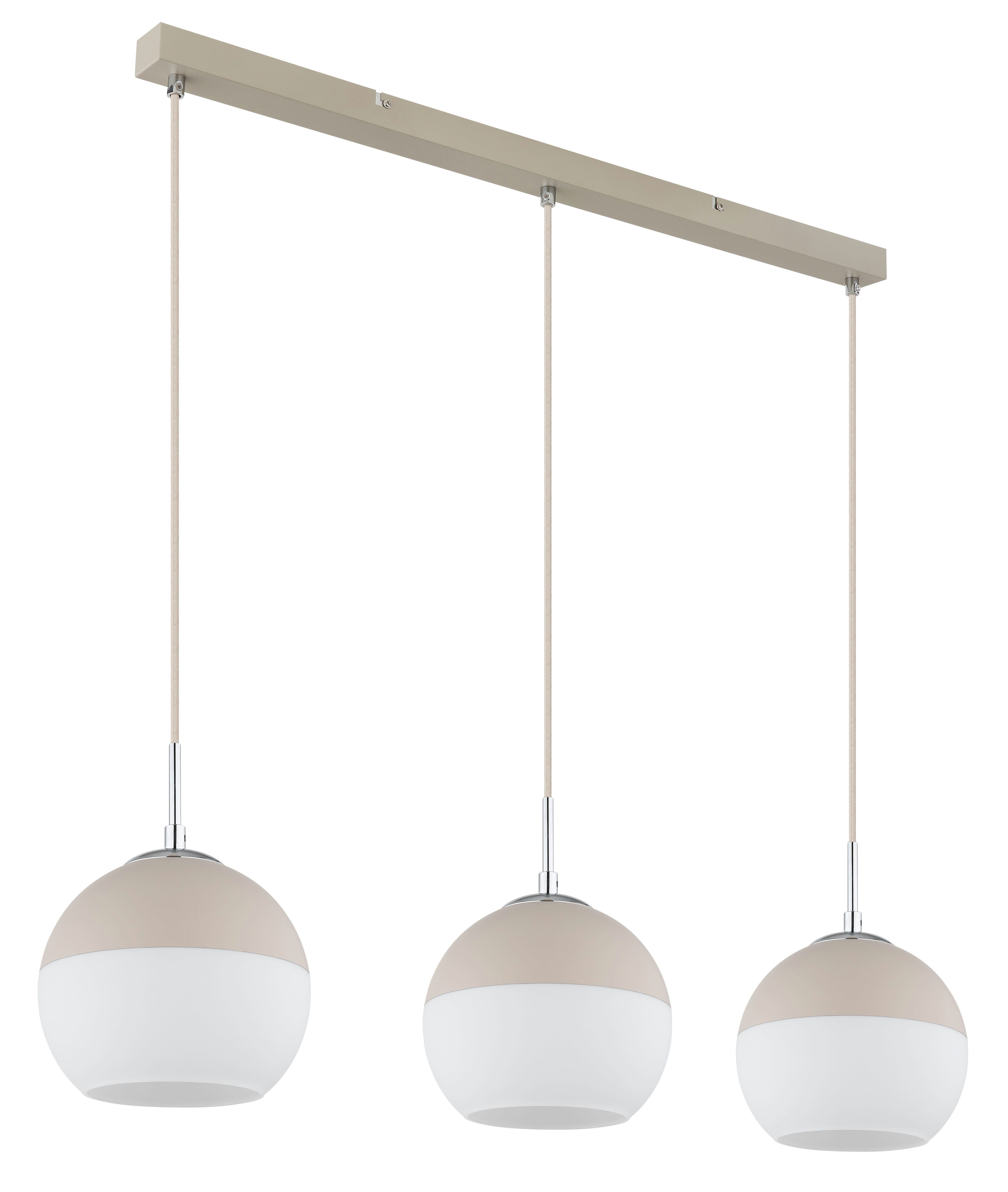 GLOBO LIGHTING Hängeleuchte RAGUSA, ohne Leuchtmittel, sandfarbene Pendelleuchte, Opal-Glaskugeln, 3xE27, höhenkürzbar