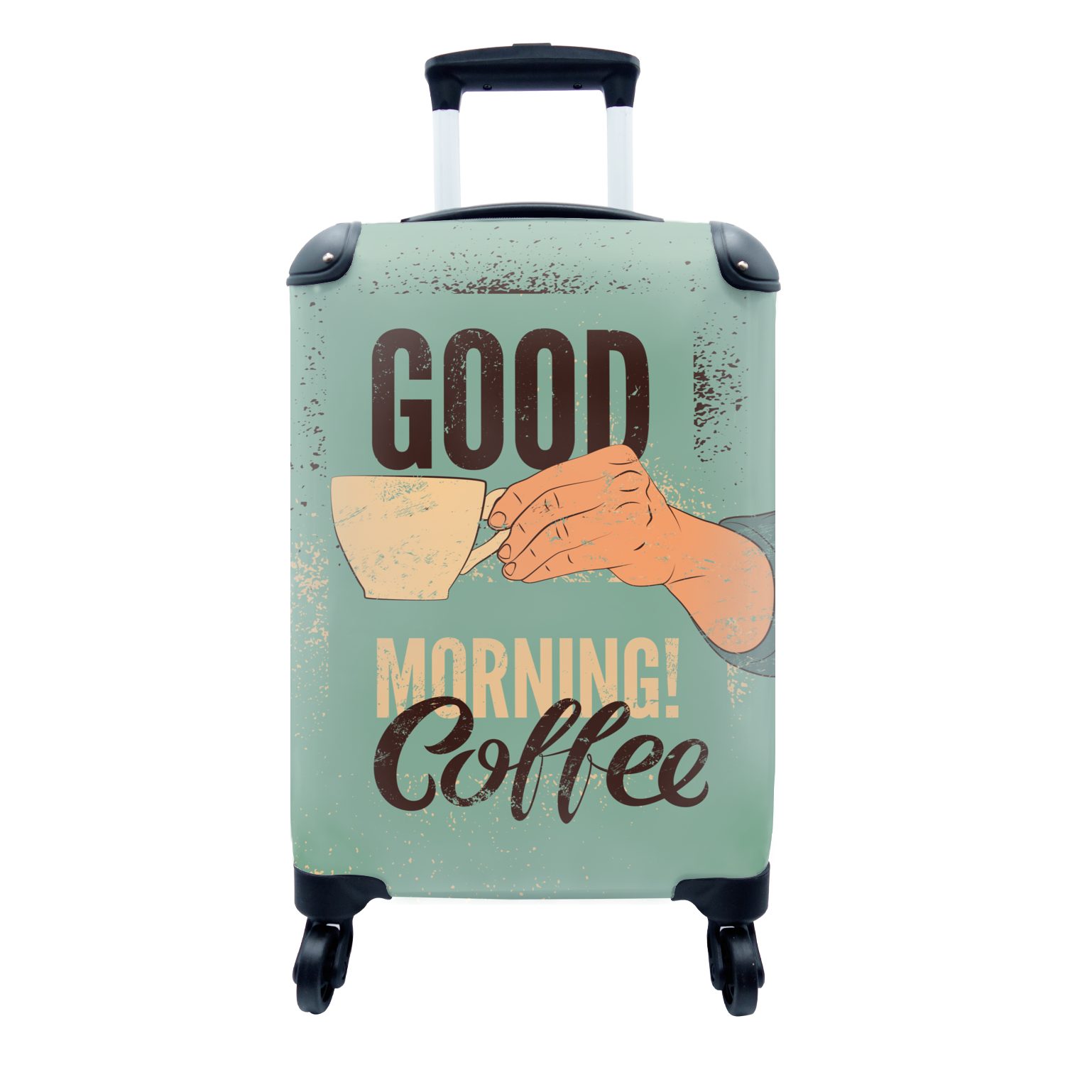 MuchoWow Handgepäckkoffer Kaffee - Guten Kaffee 4 Retro - Trolley, Zitate - Handgepäck mit Ferien, für Morgen! Sprichwörter, rollen, Reisekoffer Reisetasche Rollen, 