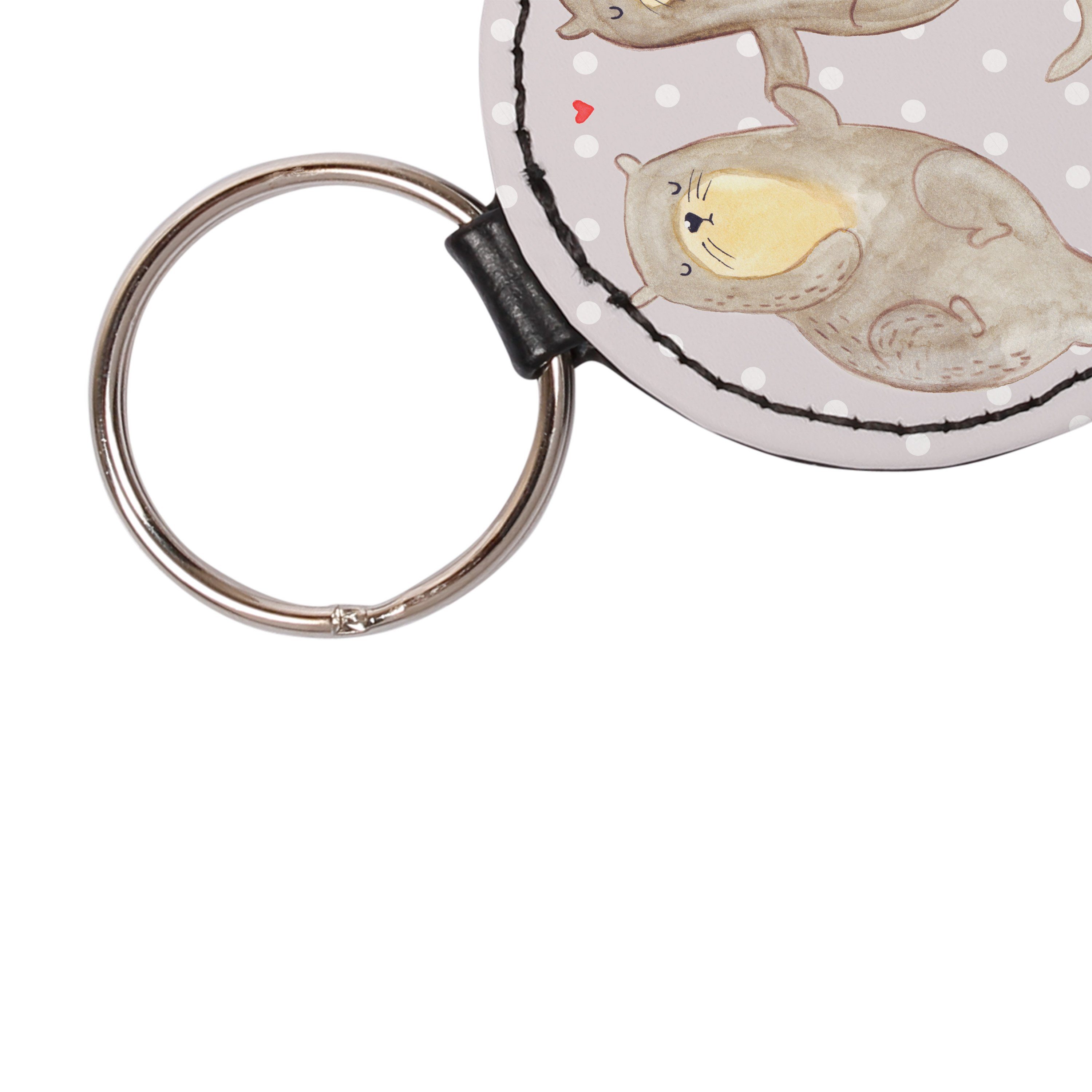 Mr. Pastell Panda Otter - Taschen (1-tlg) Mrs. - Grau Schutzengel, & händchenhaltend Geschenk, Schlüsselanhänger