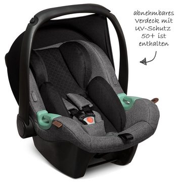 ABC Design Babyschale Tulip - Diamond Edition - Asphalt, bis: 13 kg, (2-tlg), Gruppe 0+ Baby Autositz - ab Geburt bis 13 kg inkl. Zusatzverdeck