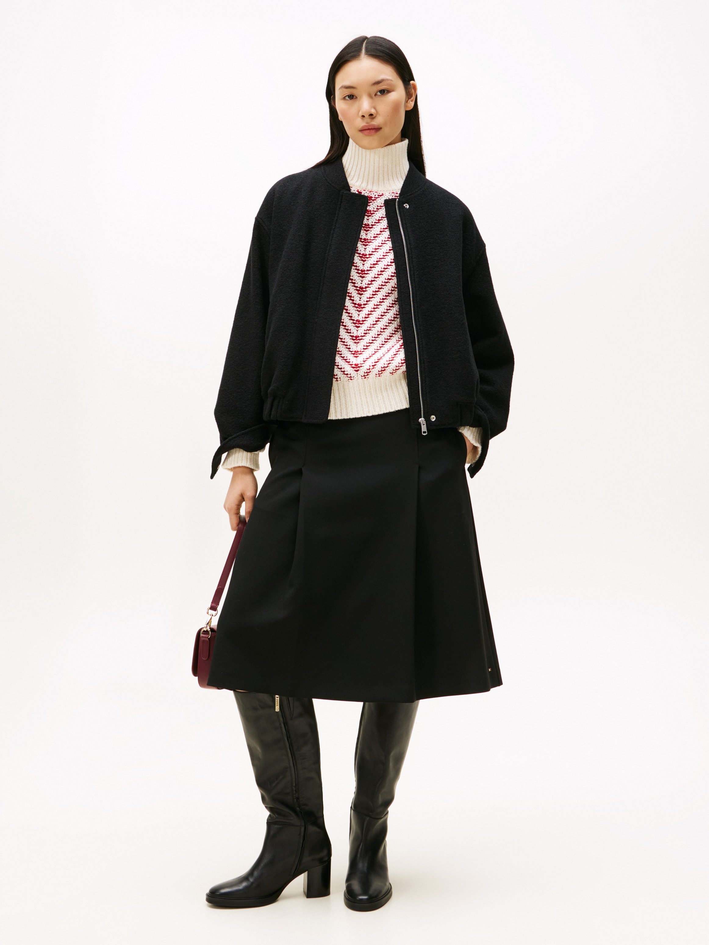 Tommy Hilfiger Bomberjacke WOOL TEXTURE REG BOMBER mit Wolle