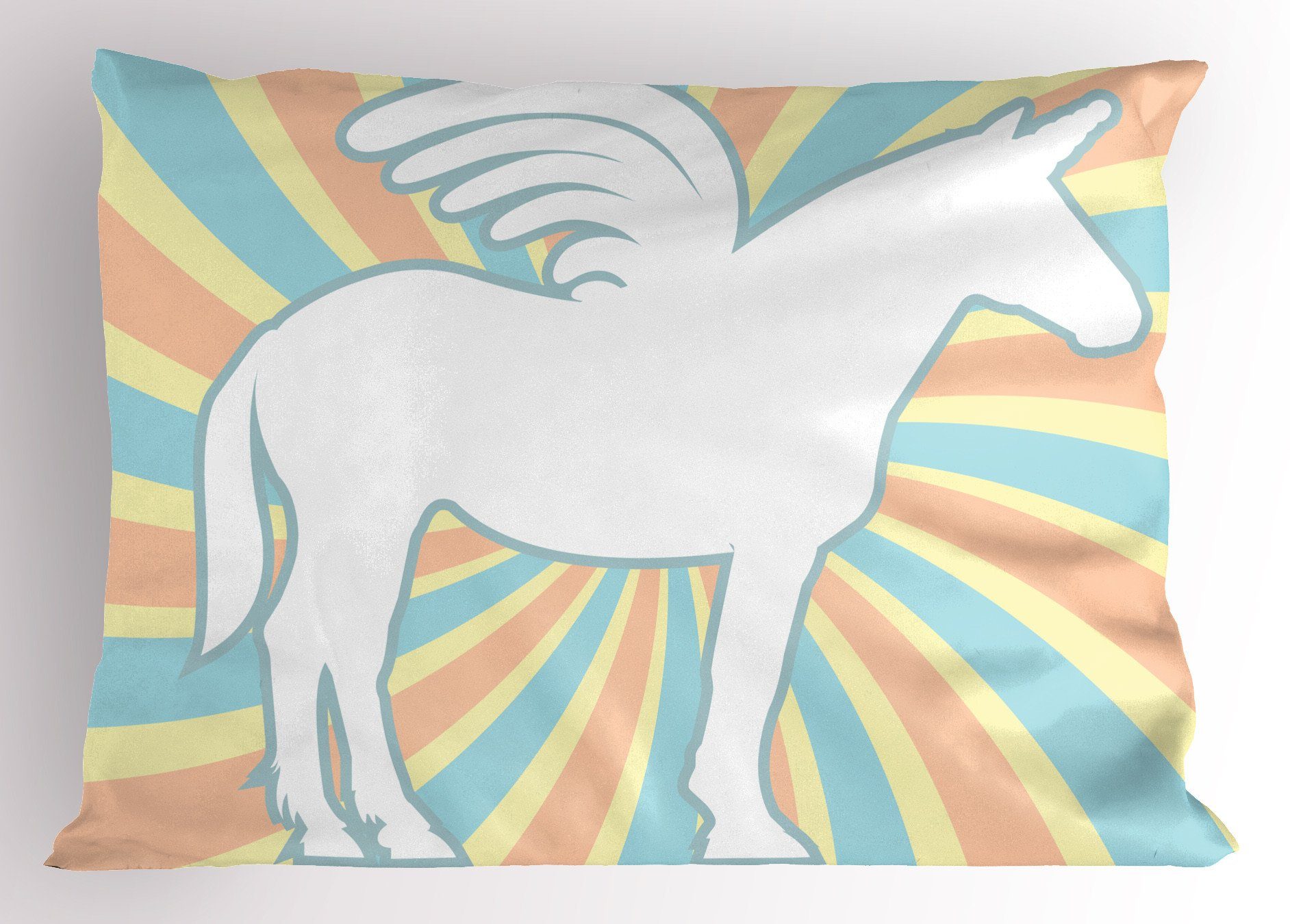 Kissenbezüge Dekorativer Standard King Size Gedruckter Kissenbezug, Abakuhaus (1 Stück), Tier Pastell Einhorn auf Swirl Strahlen