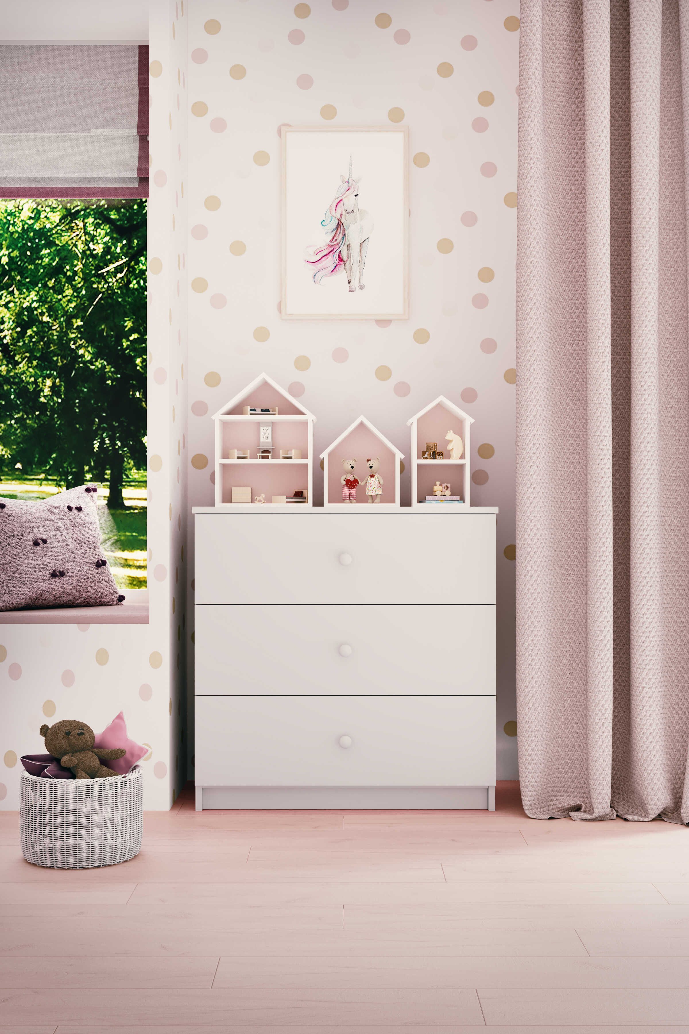 Raumhirsch Furniture Kinderregal Kinderkommode mit Motiv, Spielzeugregal mit Schubladen - Kinderzimmermöbel, stabile Konstruktion, kindgerecht, verschiedene Farben & Designs