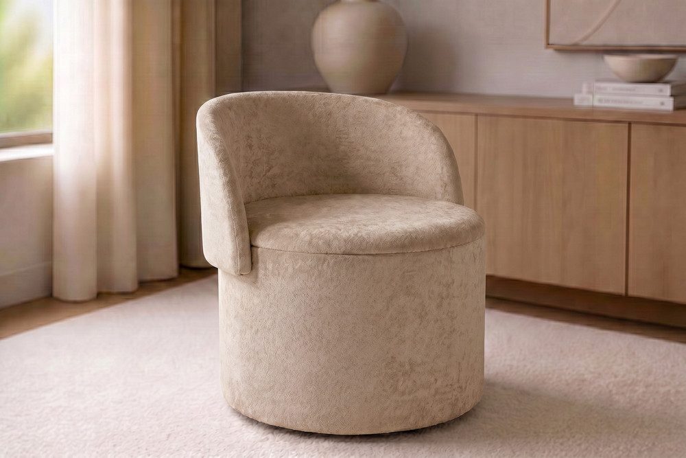 riess-ambiente TV-Sessel LUNA 65cm champagner greige - Bouclé, klappbare Rückenlehne, Stauraum (Einzelartikel, 1-St), Moderner Polsterhocker - ideal für Wohn- und Schlafzimmer oder Loft