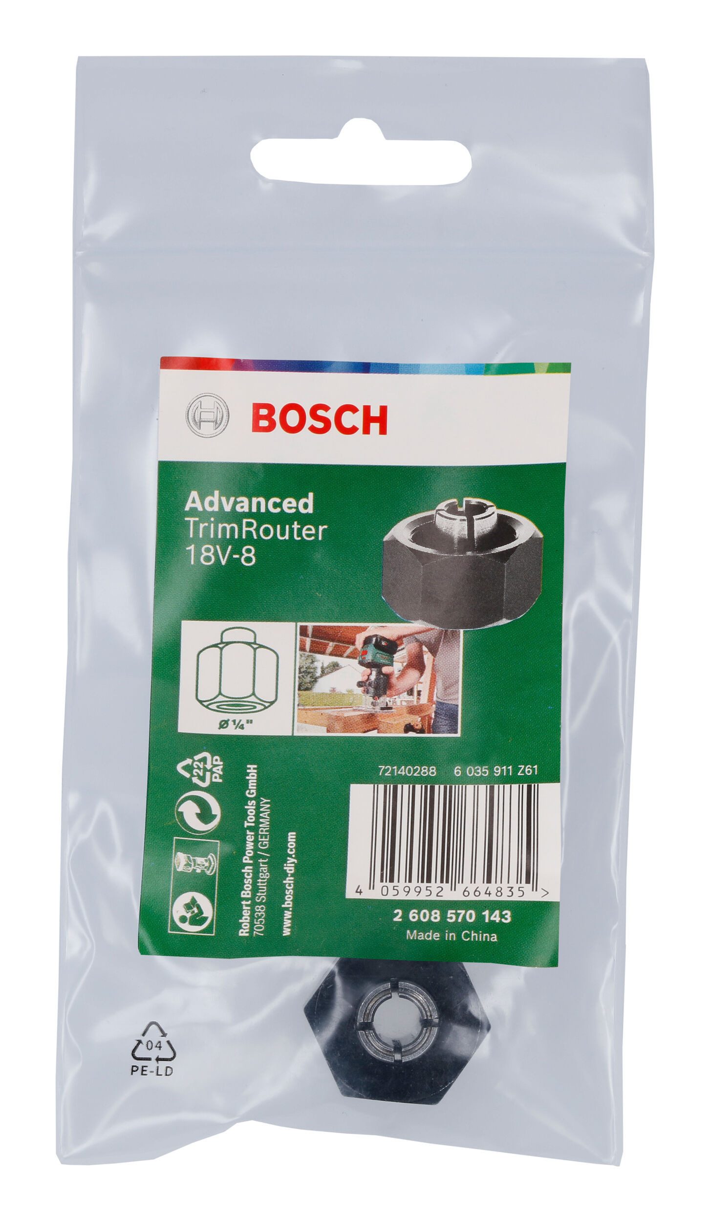 BOSCH Spannzange, Spannhülse 1/4-Zoll für Advanced TrimRouter
