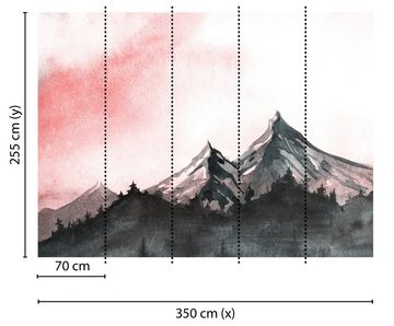 living walls Fototapete Designwalls Mountain Paint 2, glatt, (5 St), Vlies, Wand, Schräge, Decke