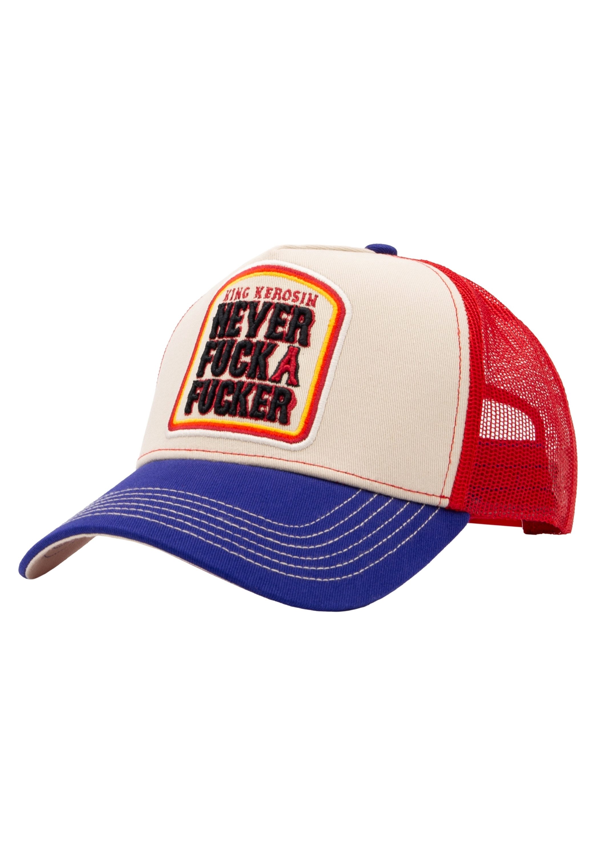 KingKerosin Trucker Cap Never Fuck A Fucker (1-St) mit Statement Front-Stickerei