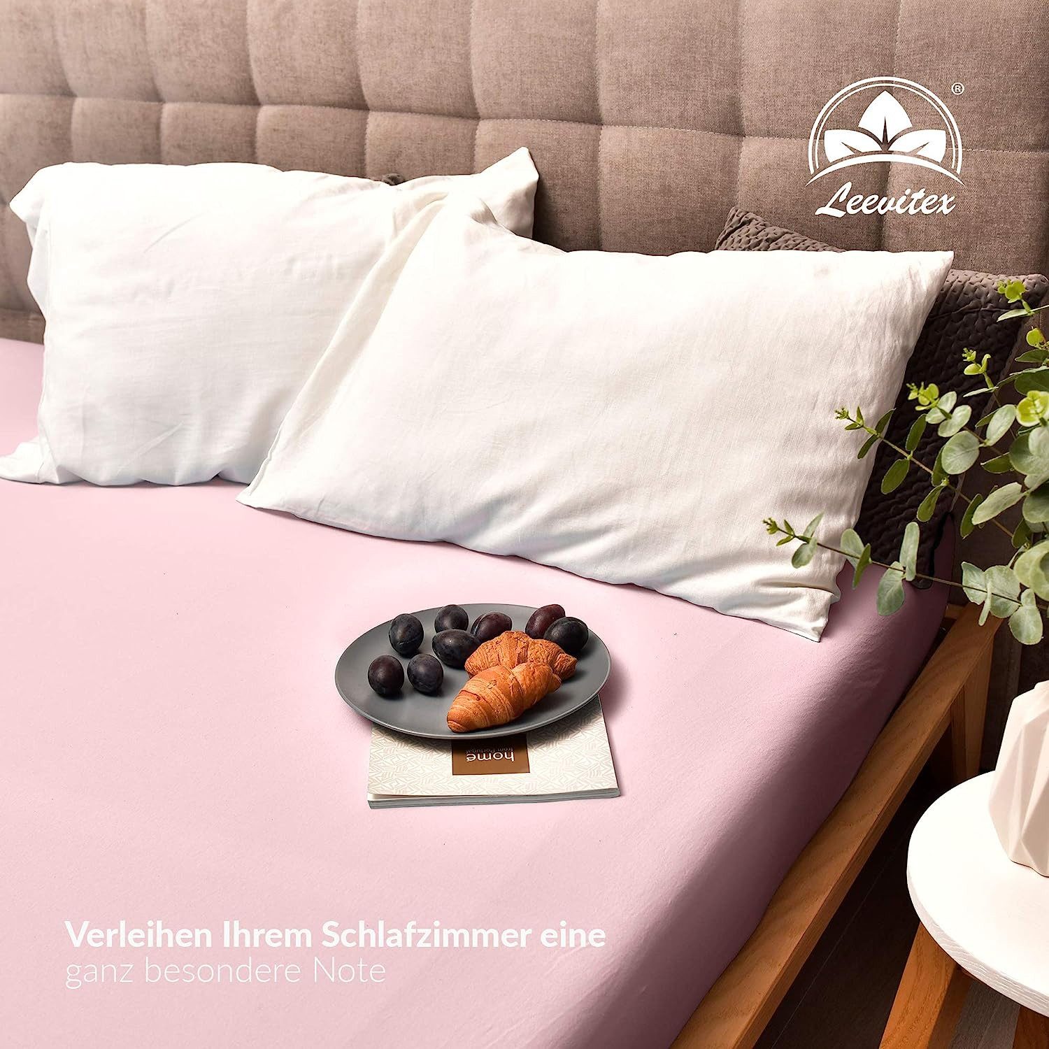 leevitex® Spannbettlaken 180x200 cm - 200x220 cm, Stoffgewicht 170 g/m², 40 cm Steghöhe, Jersey, Gummizug: rundum, (1 Stück), verschiedene Farben, OEKO-TEX® STANDARD 100 zertifiziert