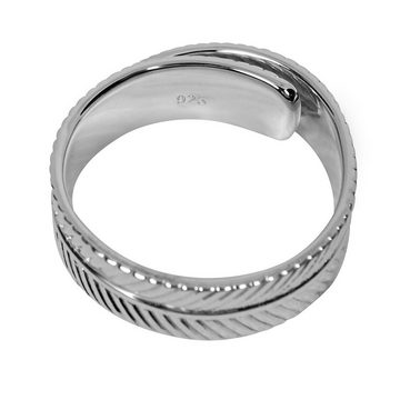 Sprezzi Fashion Fingerring Silber Männerring Bandring Feder Design minimalistisch 925 Silber (inkl. Schmuck-/Geschenketui sowie kostenlosem Polier-/Pflegetuch), handgefertigt, aus Sterling Silver, Designed in Germany